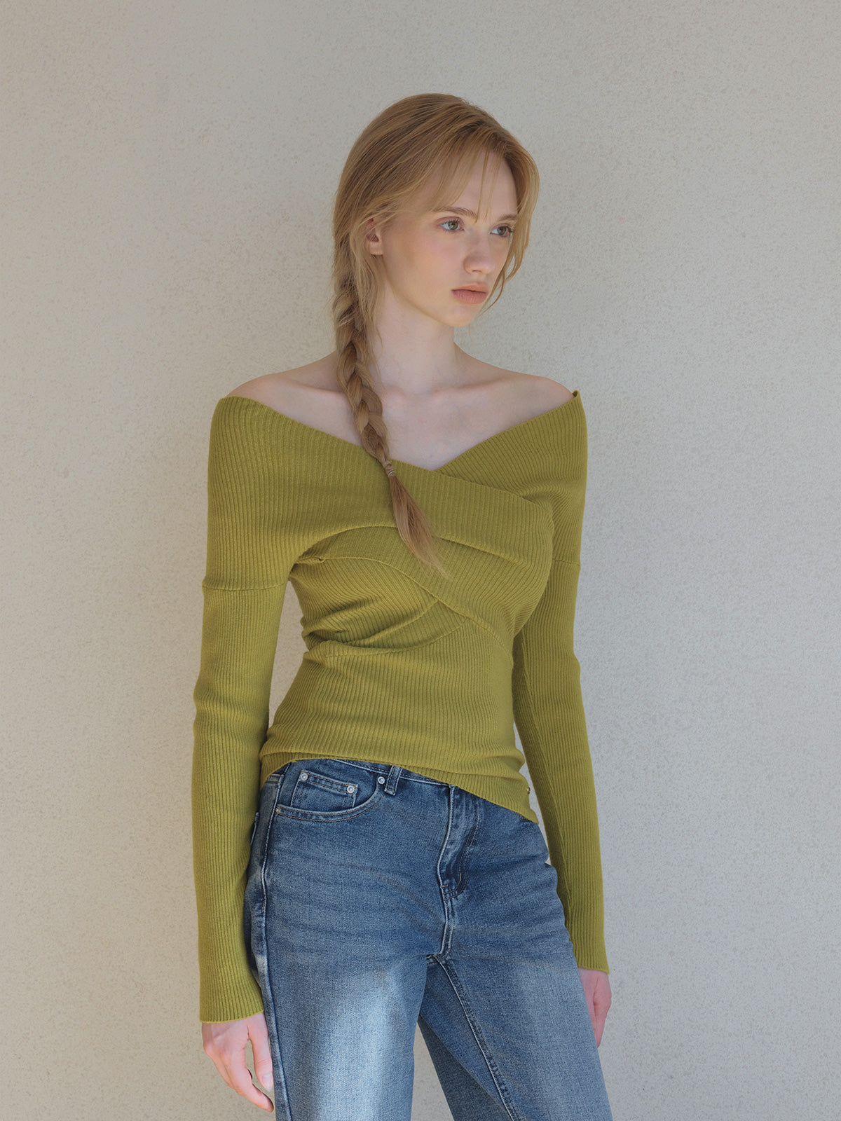 [TWEE]Seti Maglia Incrociata con Spalle Scoperte