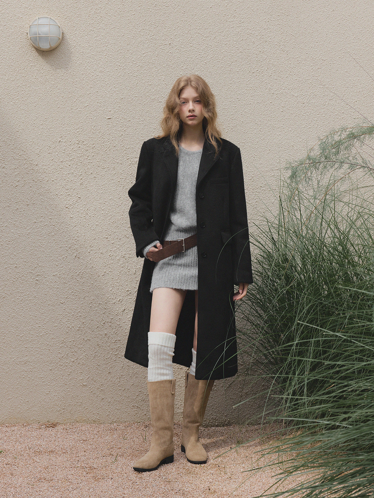 [TWEE] Rein Loose-Fit Knit Dress (Belt Set)