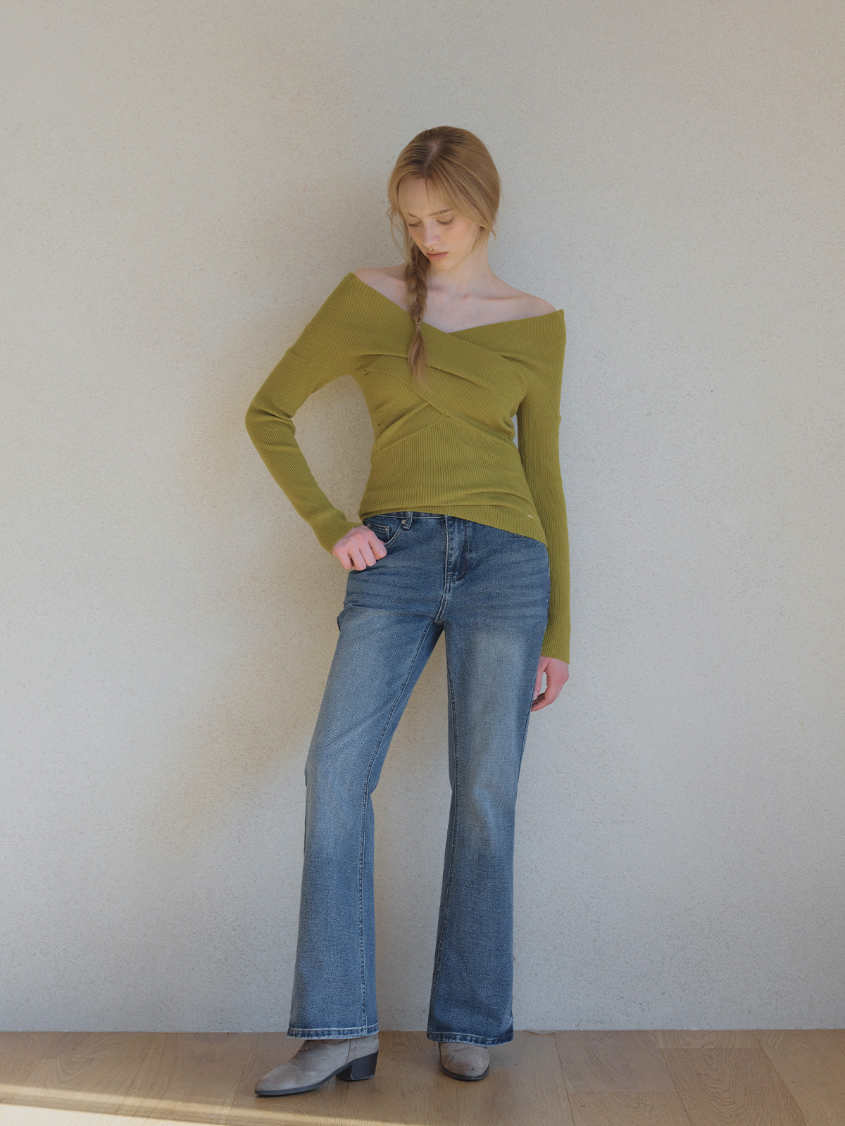 [TWEE]Seti Maglia Incrociata con Spalle Scoperte