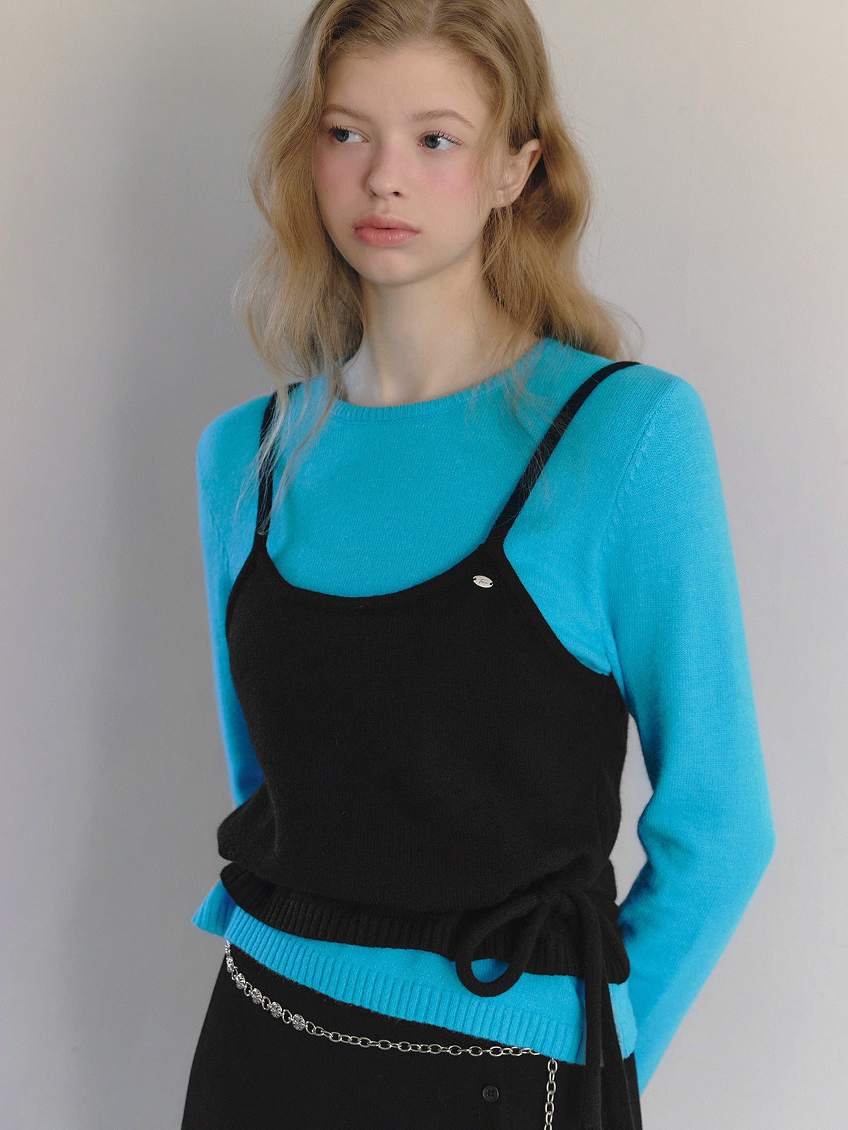 【TWEE】Nuen bustier a strati maglia a maniche lunghe