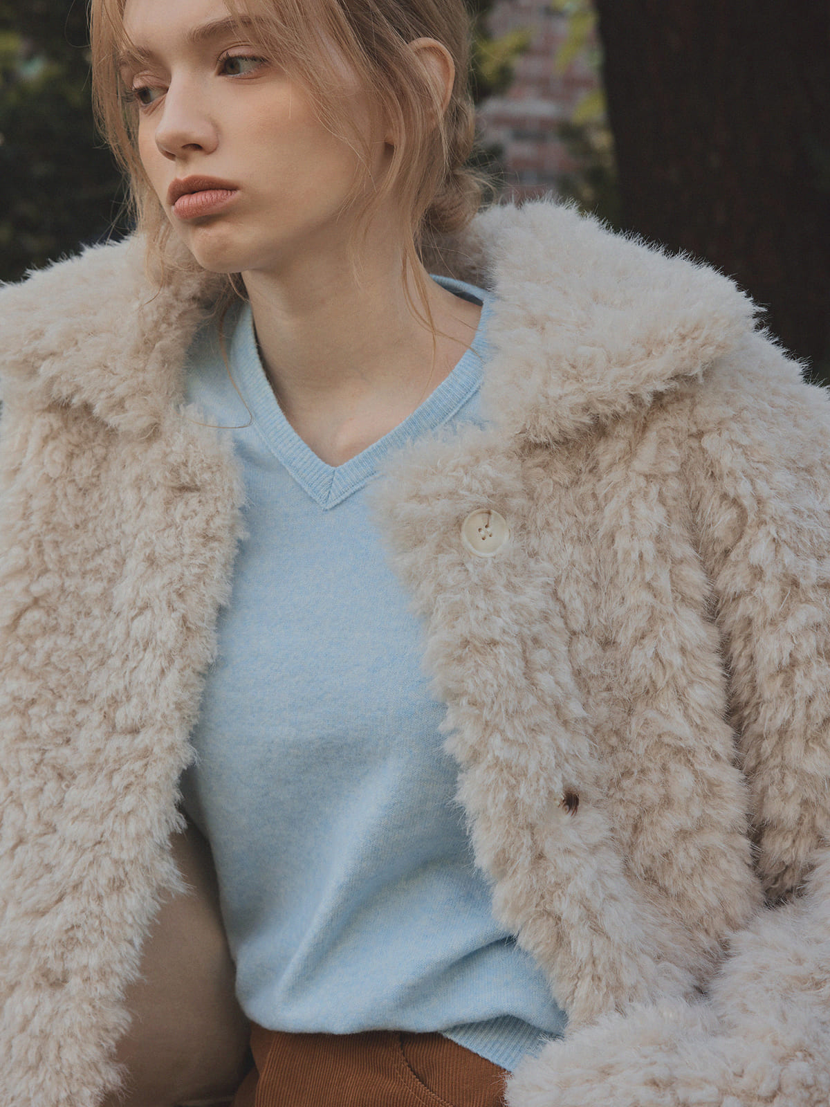 [TWEE] Buard Shearling Kragen Felljacke