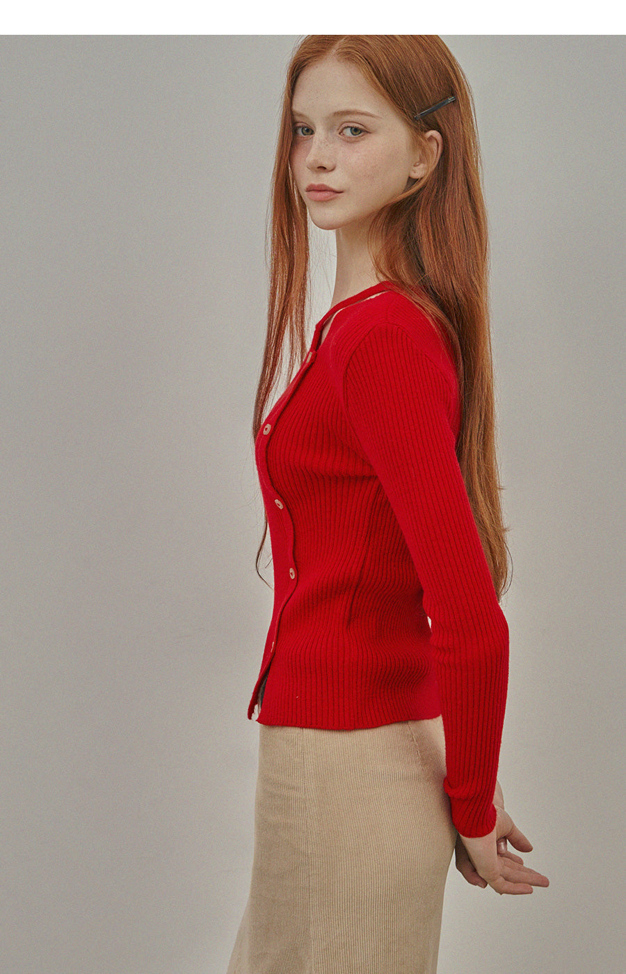 [TWEE] Erchi Cutoff Button Knit