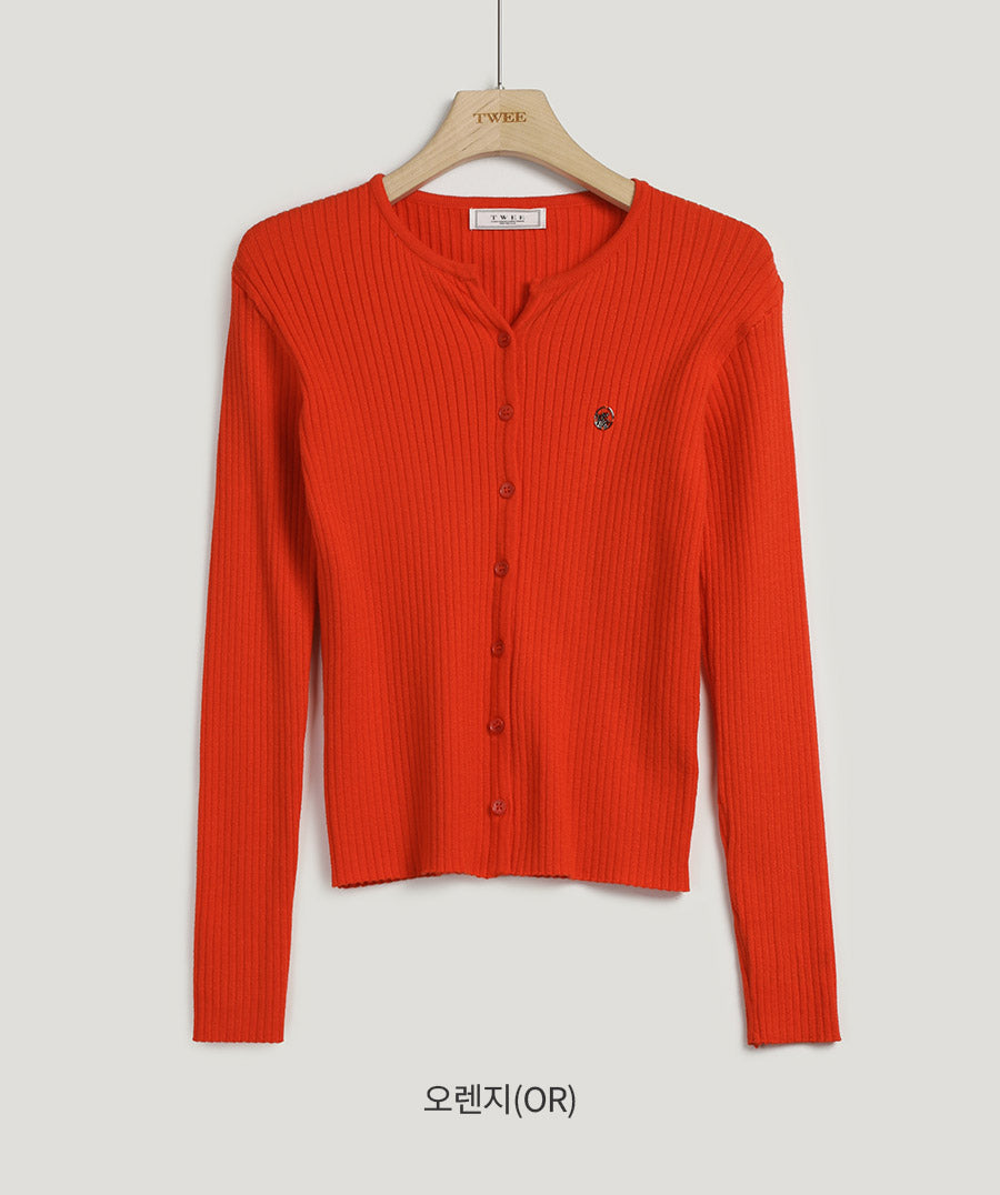 [TWEE] Elvid Symbol Ribbed Cardigan