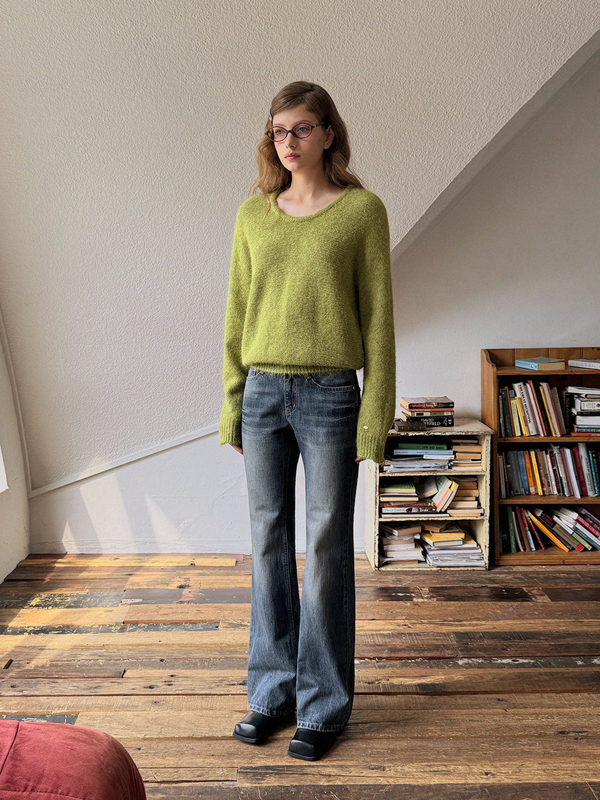 [TWEE]Aimed Washed Bootcut Denim Pants