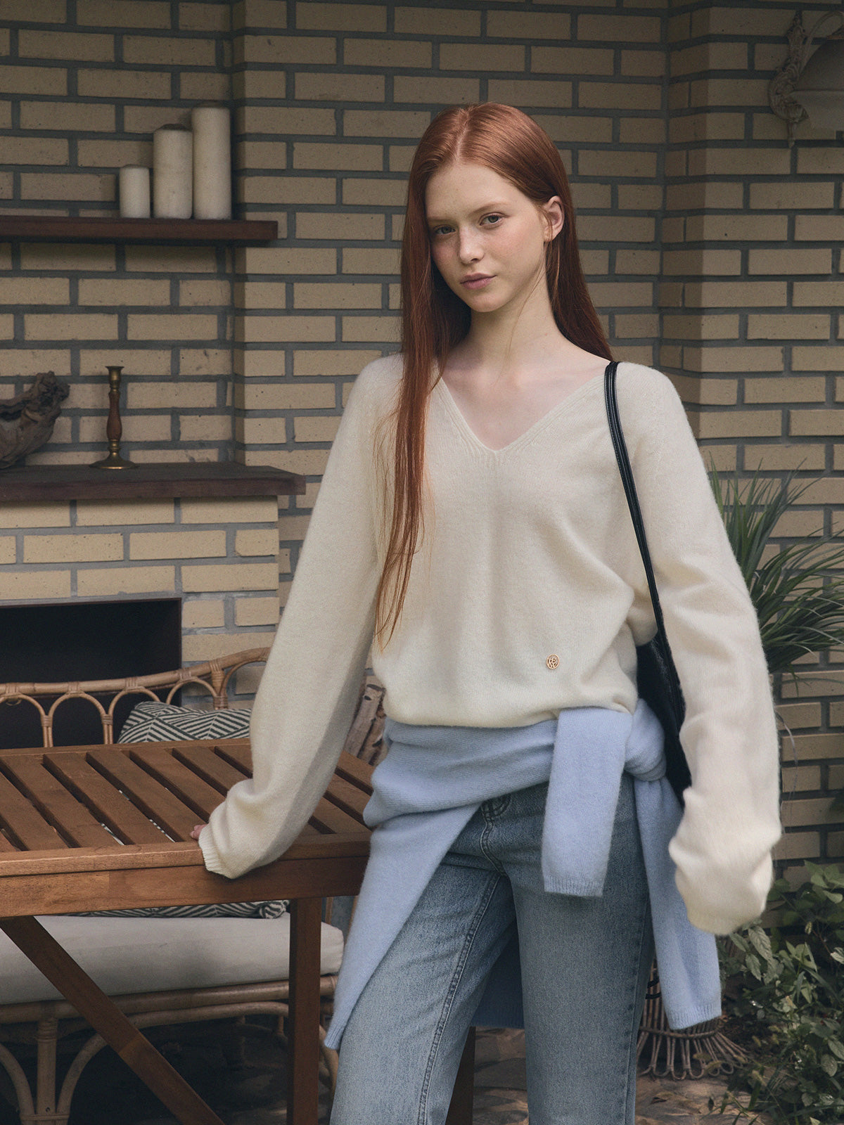 [TWEE] Longc Wool Pastel V-Neck Long-Sleeve Knit