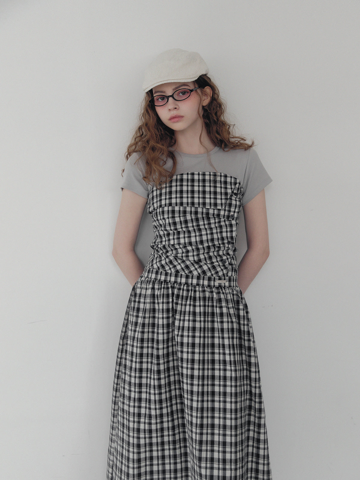 [TWEE] Vinci pattern pintuck long dress