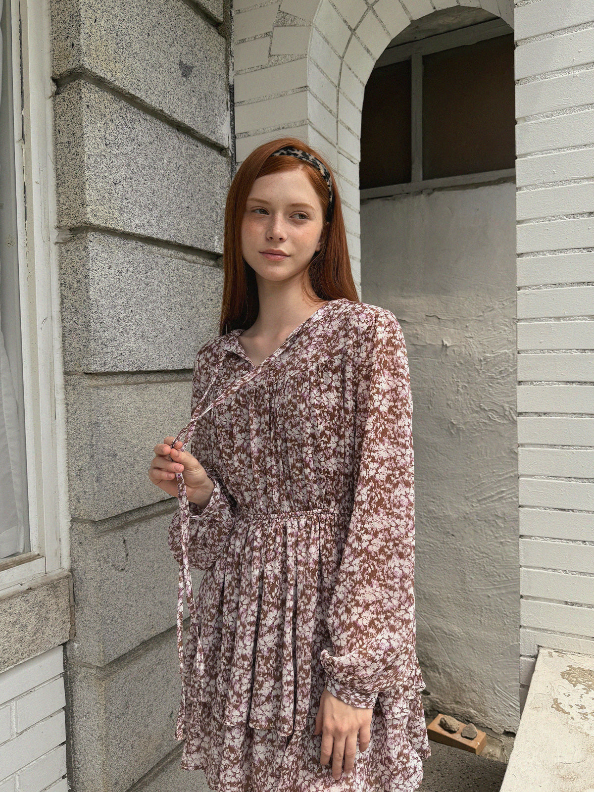 [TWEE] Sita Printed Chiffon Tiered Long Dress