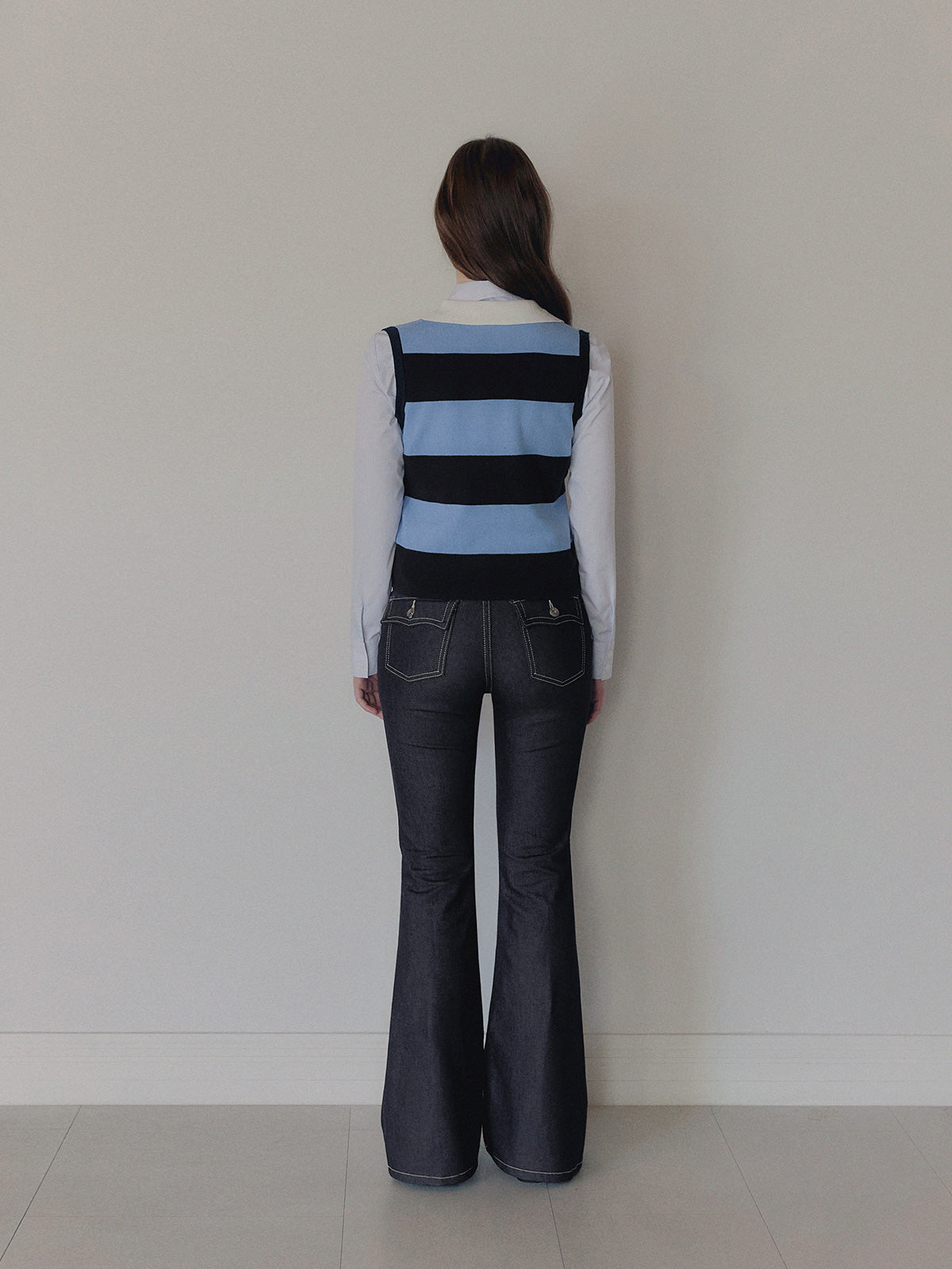 [TWEE] Curtin领条纹撞色无袖针织衫