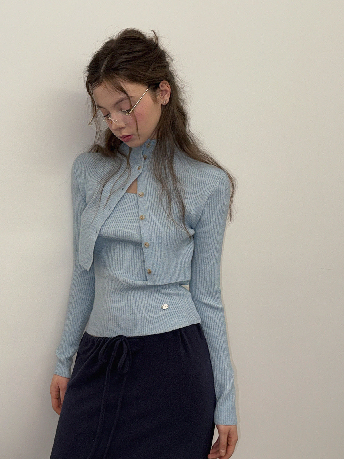 【TWEE】Eiel Layered Collar Long-Sleeve Knit