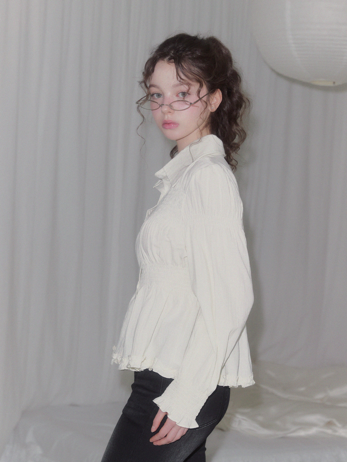 [TWEE] Riphos Wrinkle Long Sleeve Shirt Blouse