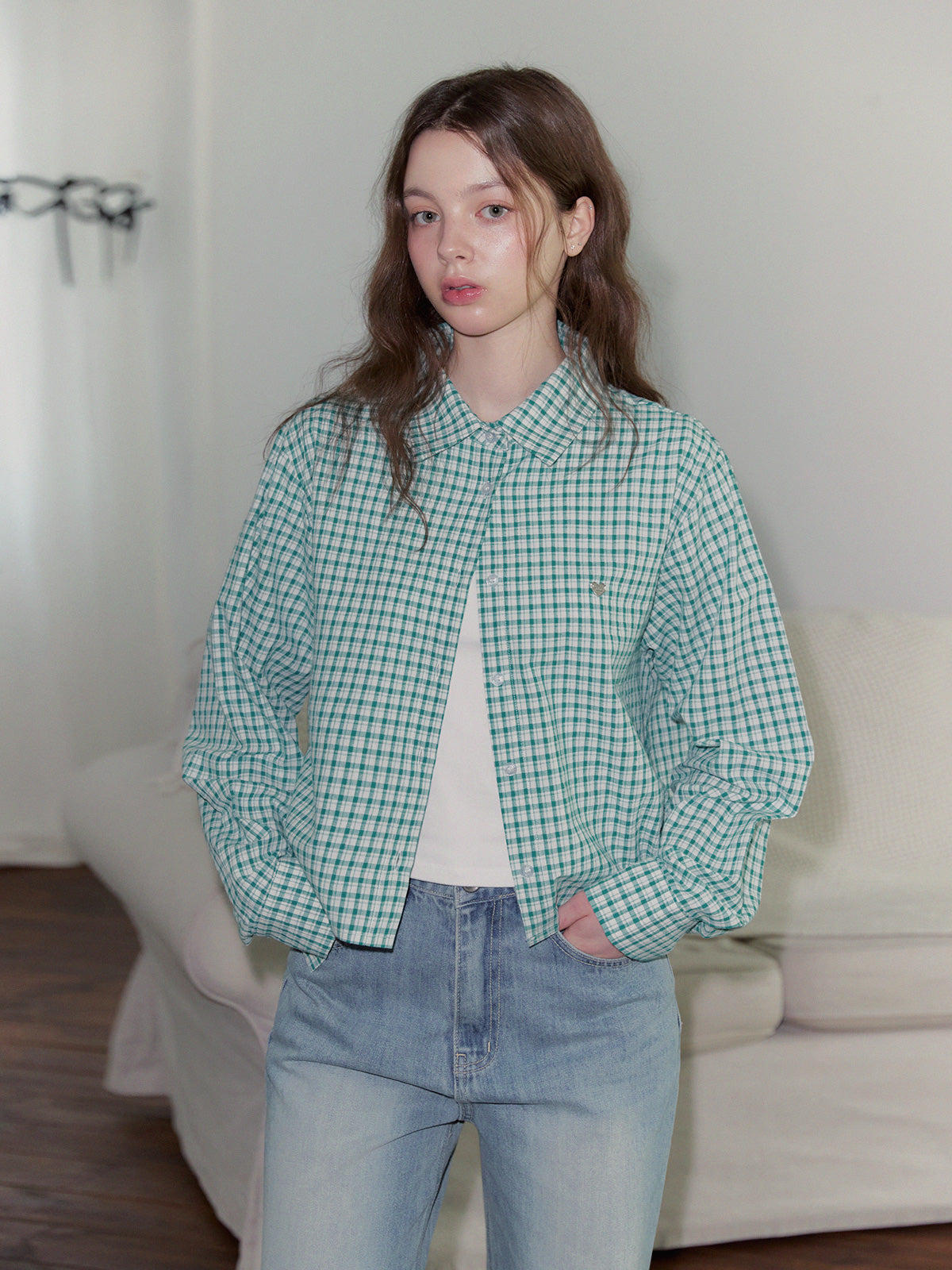 [TWEE] Áo crop kẻ caro Kind