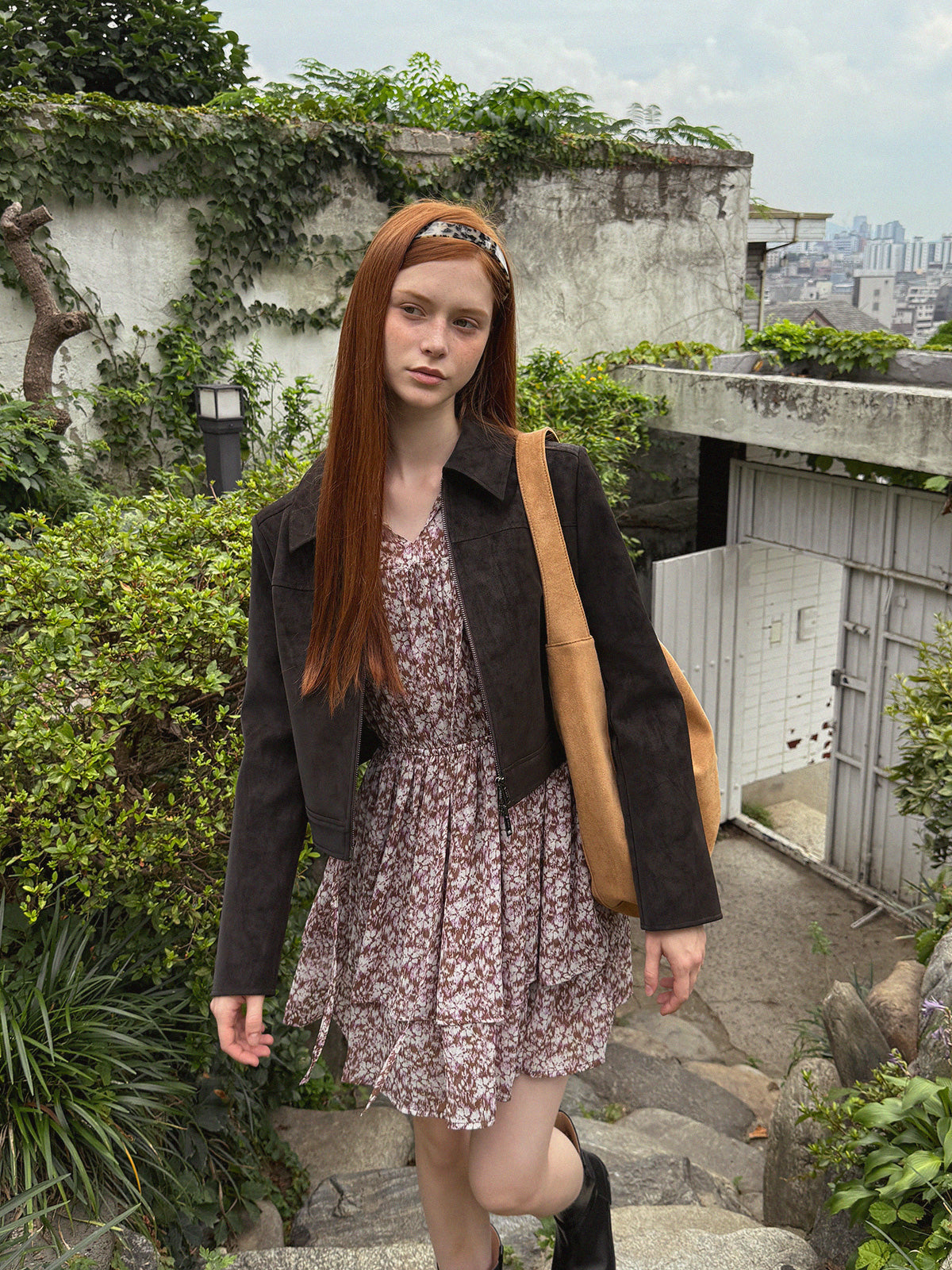 【TWEE】Itto Leather Crop Jacket [Suede/ Leather]