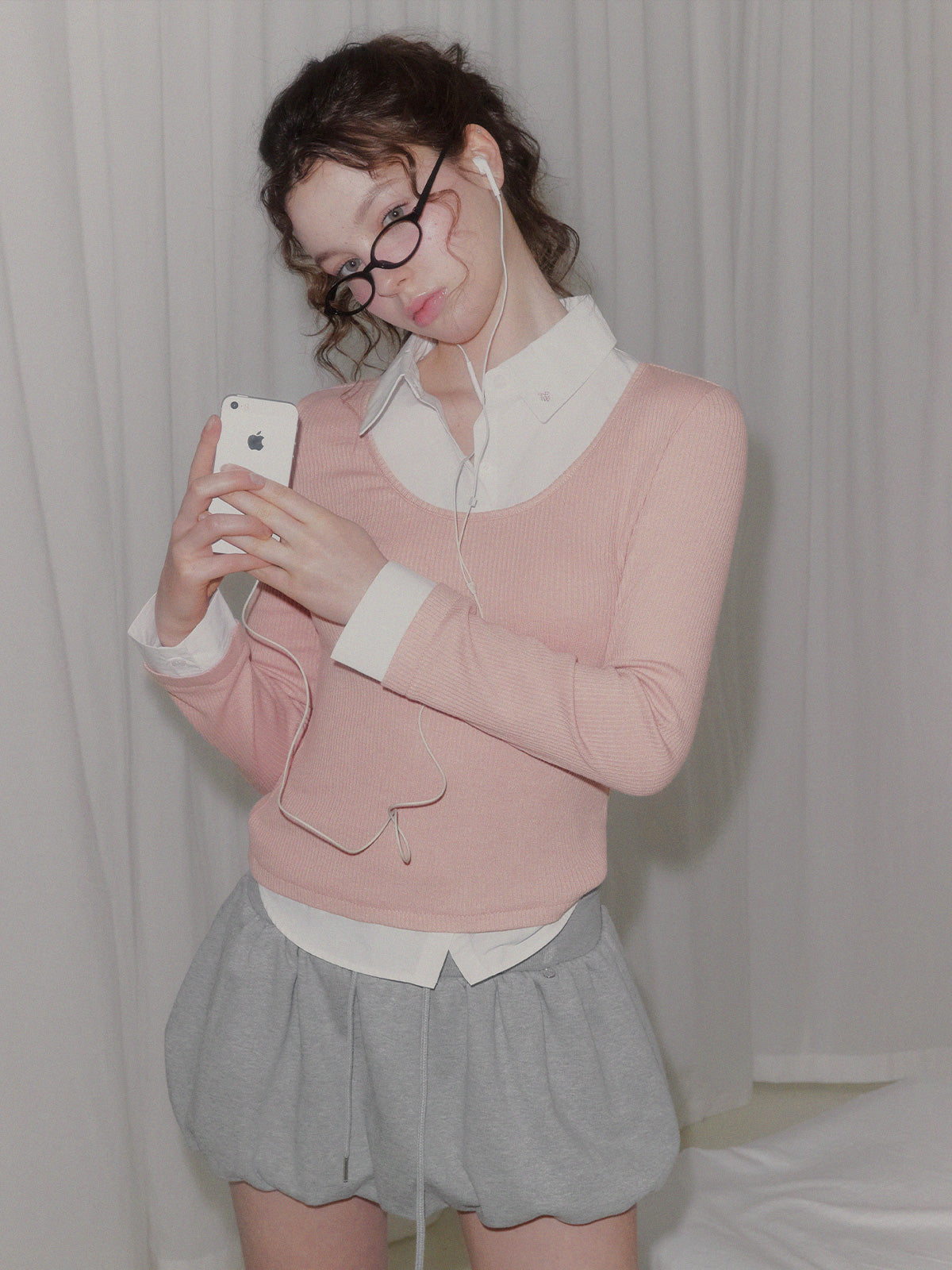 [TWEE] Ellen contrast rib long sleeve t-