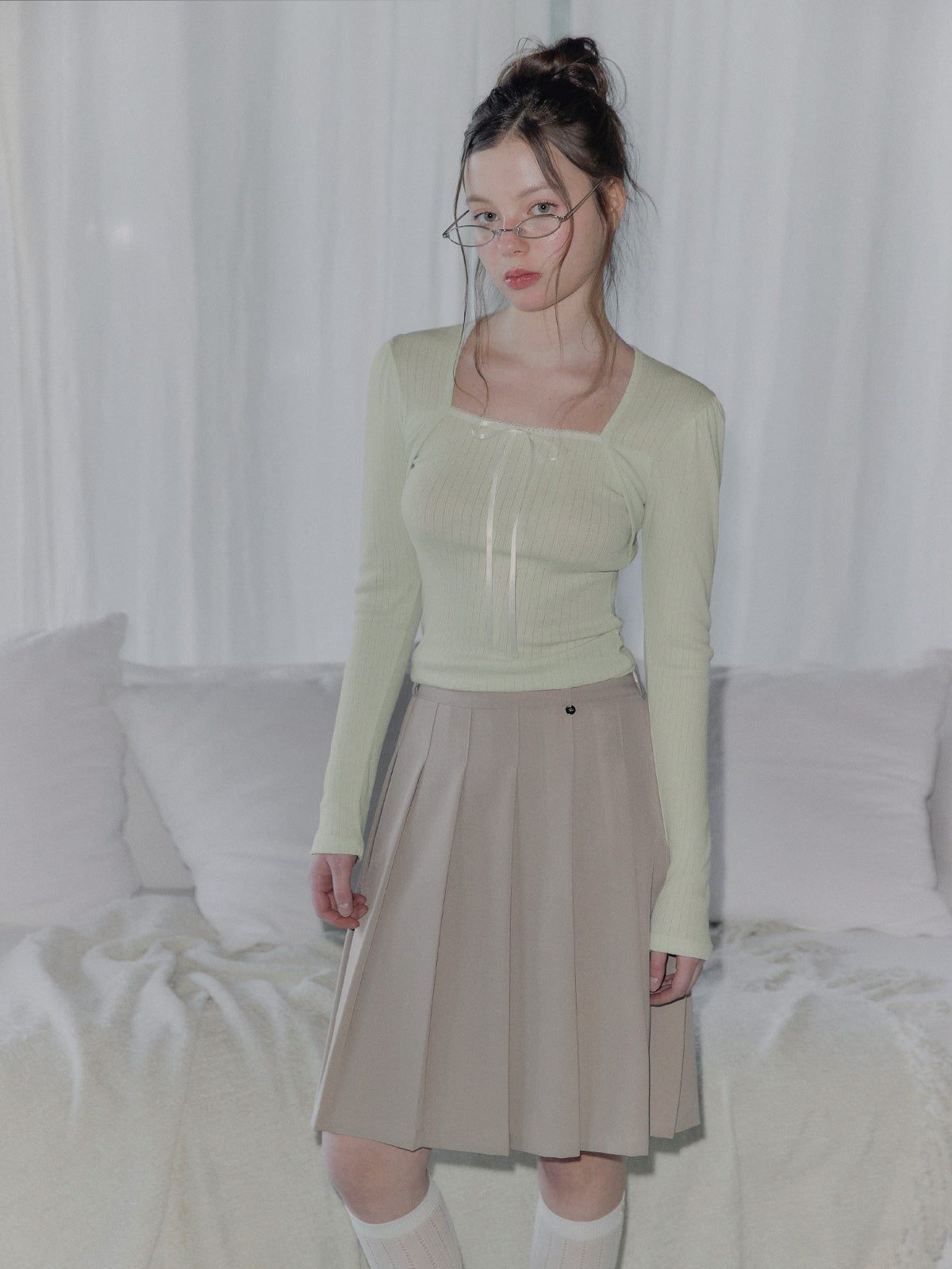 [TWEE] Colson 波蕾若系带蕾丝长袖T恤