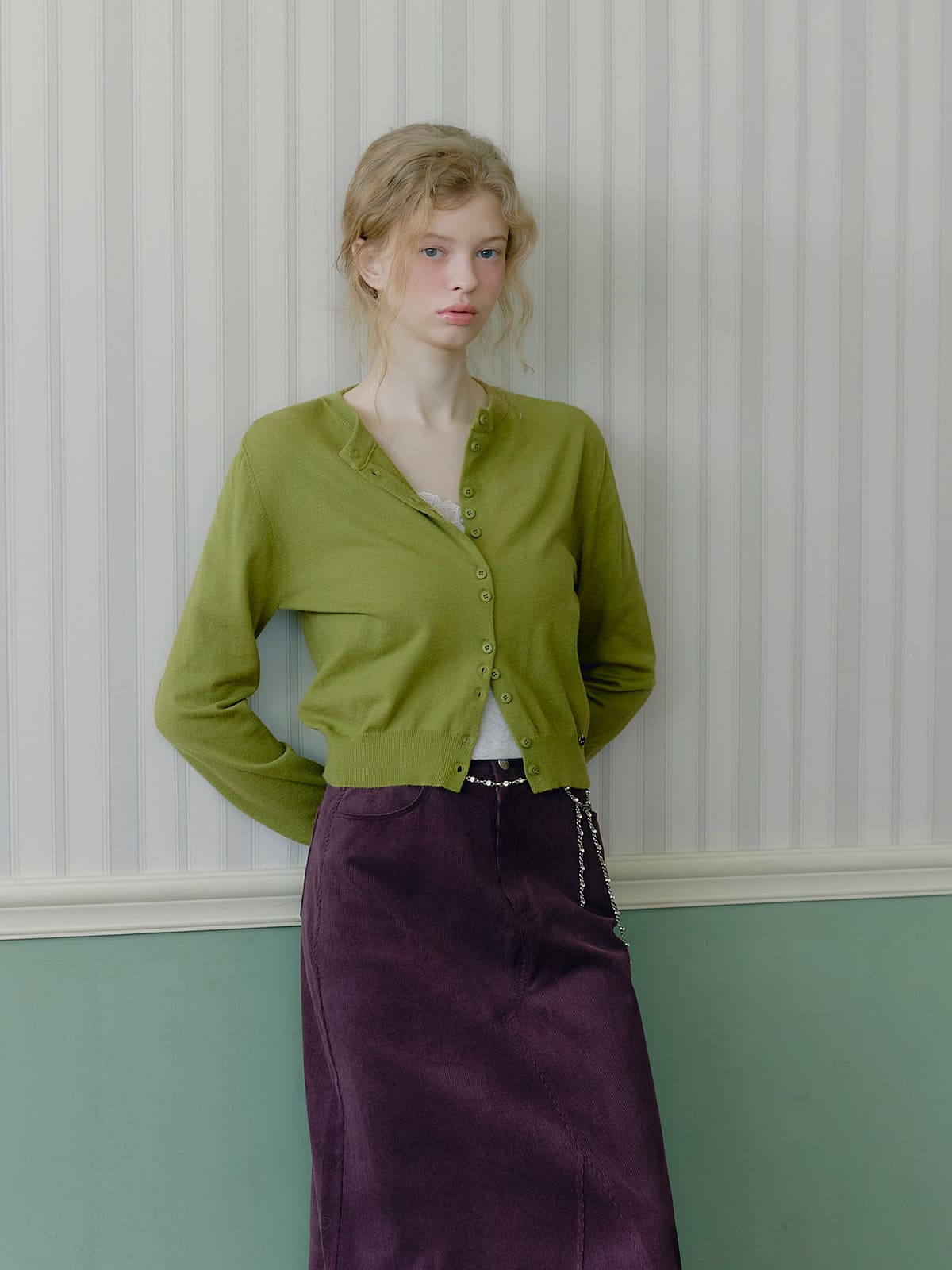 [TWEE] Casha multi-button round neck cardigan