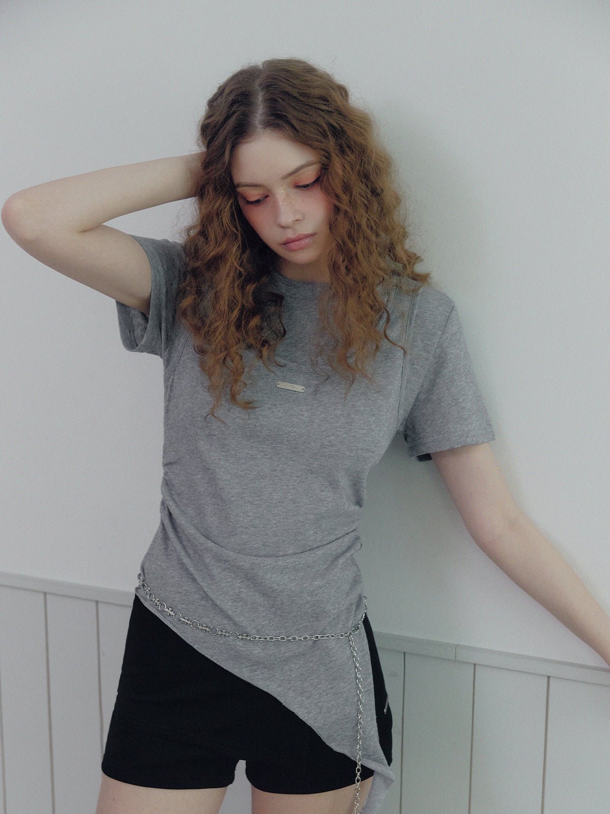 [TWEE] Bilzen layered unbalance frill short sleeve t-shirt