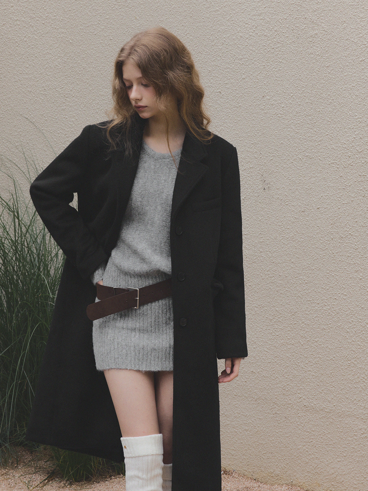 [TWEE] Rein Loose-Fit Knit Dress (Belt Set)