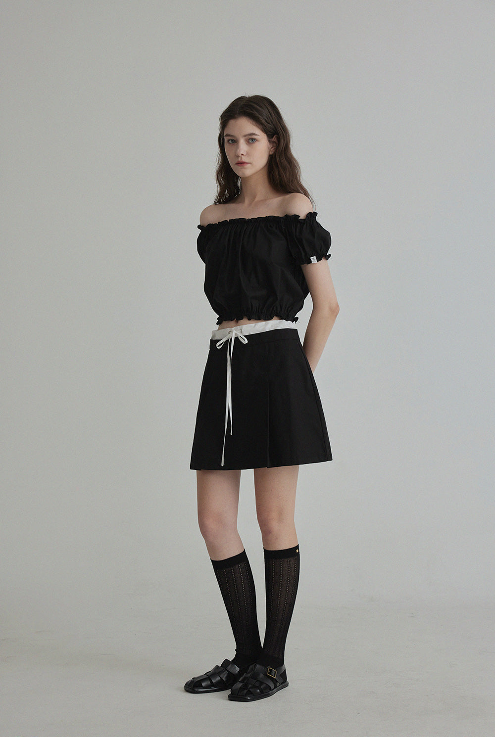 [TWEE] Melinz color-block Pleated Mini skirt
