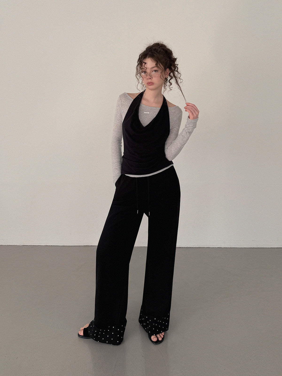 [TWEE] Velco Dot Roll-Up Long Sweatpants