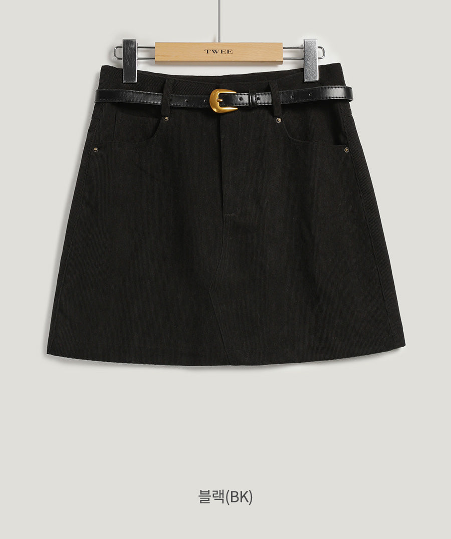 [TWEE] Freda Corduroy Mini Skirt (belt set)