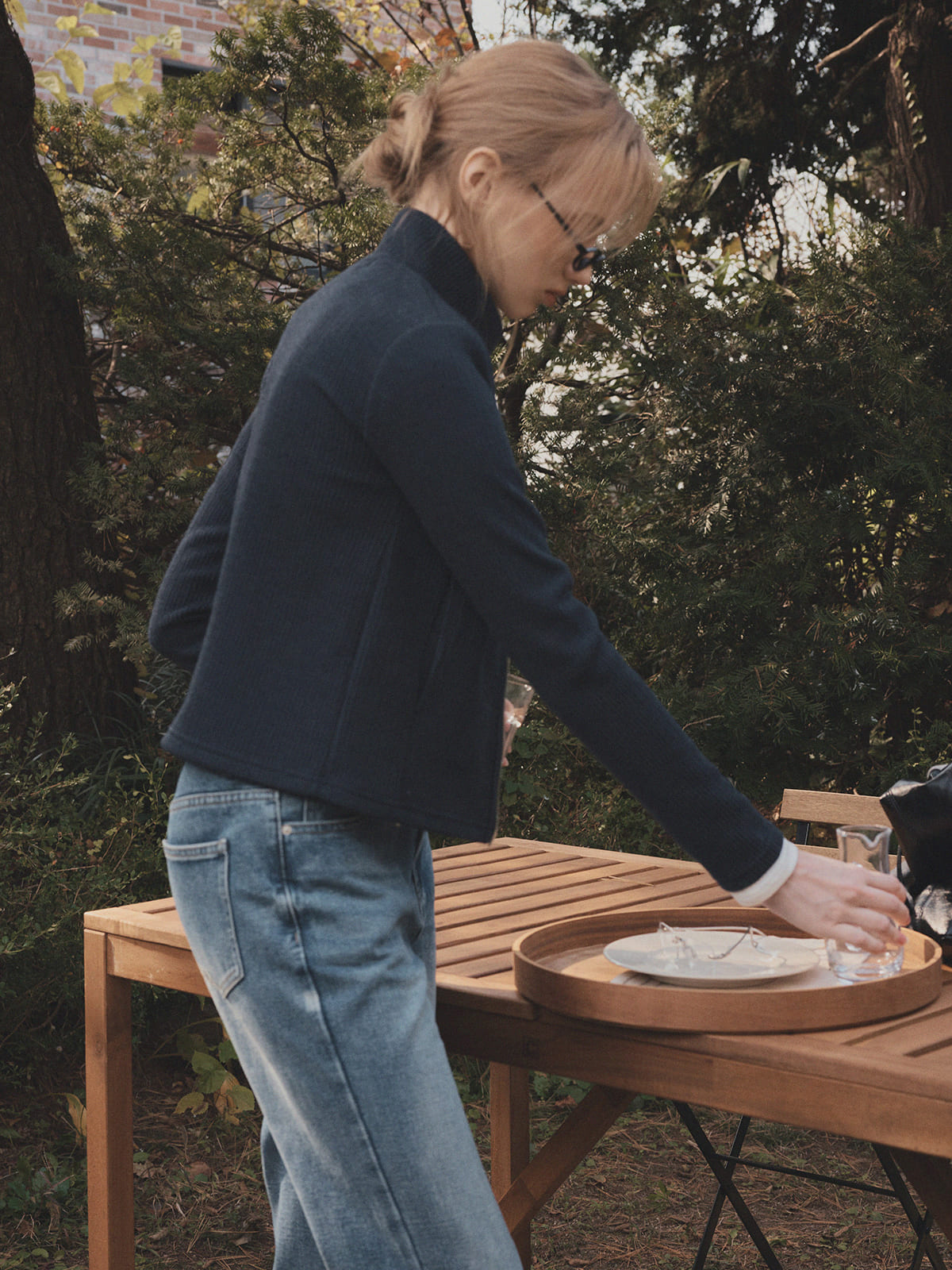 [TWEE] ラストリブ長袖ジップアップ