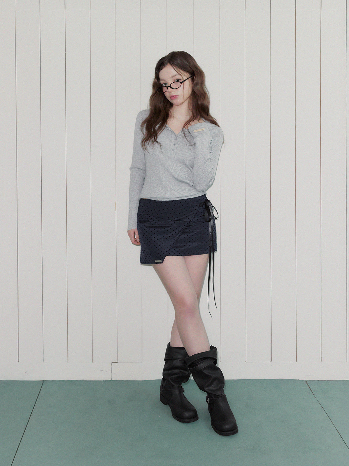 [TWEE] Belvid Dot Wrap Mini Skirt