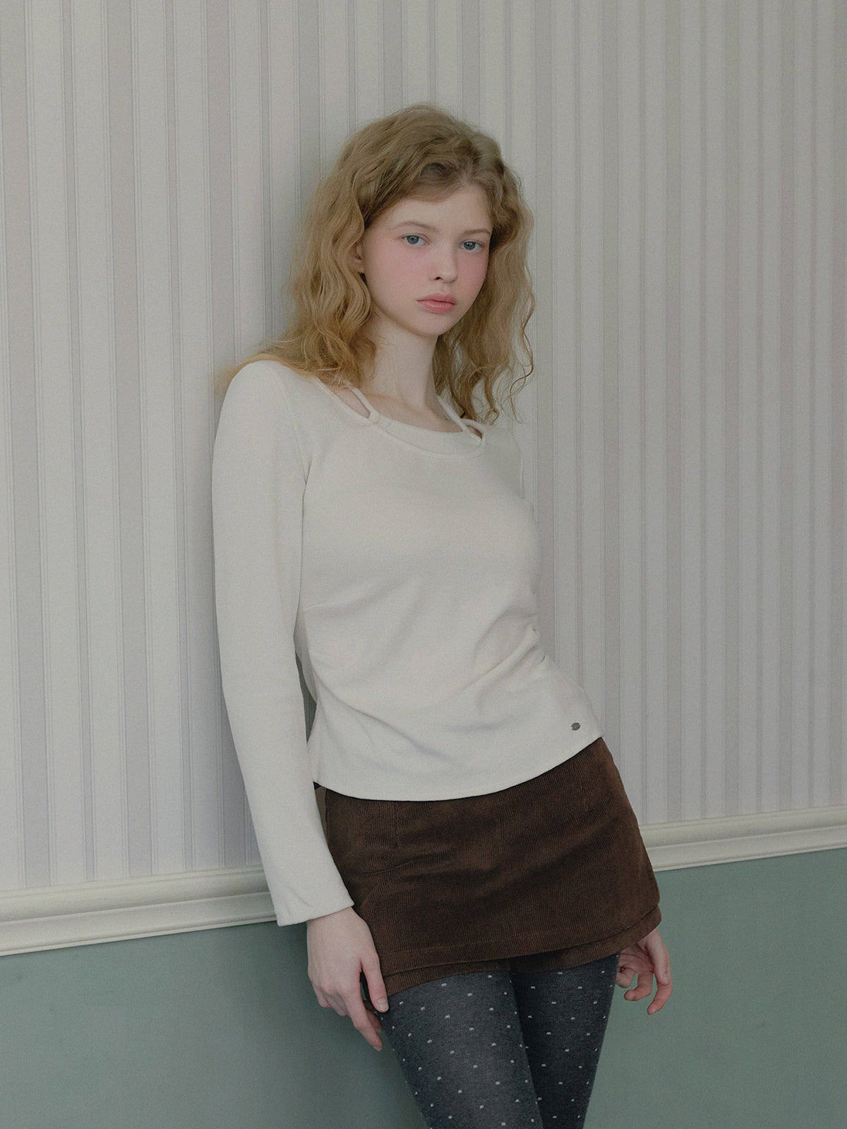 [TWEE]Revol geschichtetes Raffung Langarm-Top