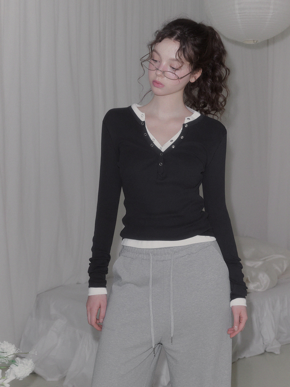 [TWEE] Etem Snap Button Long Sleeve Tee