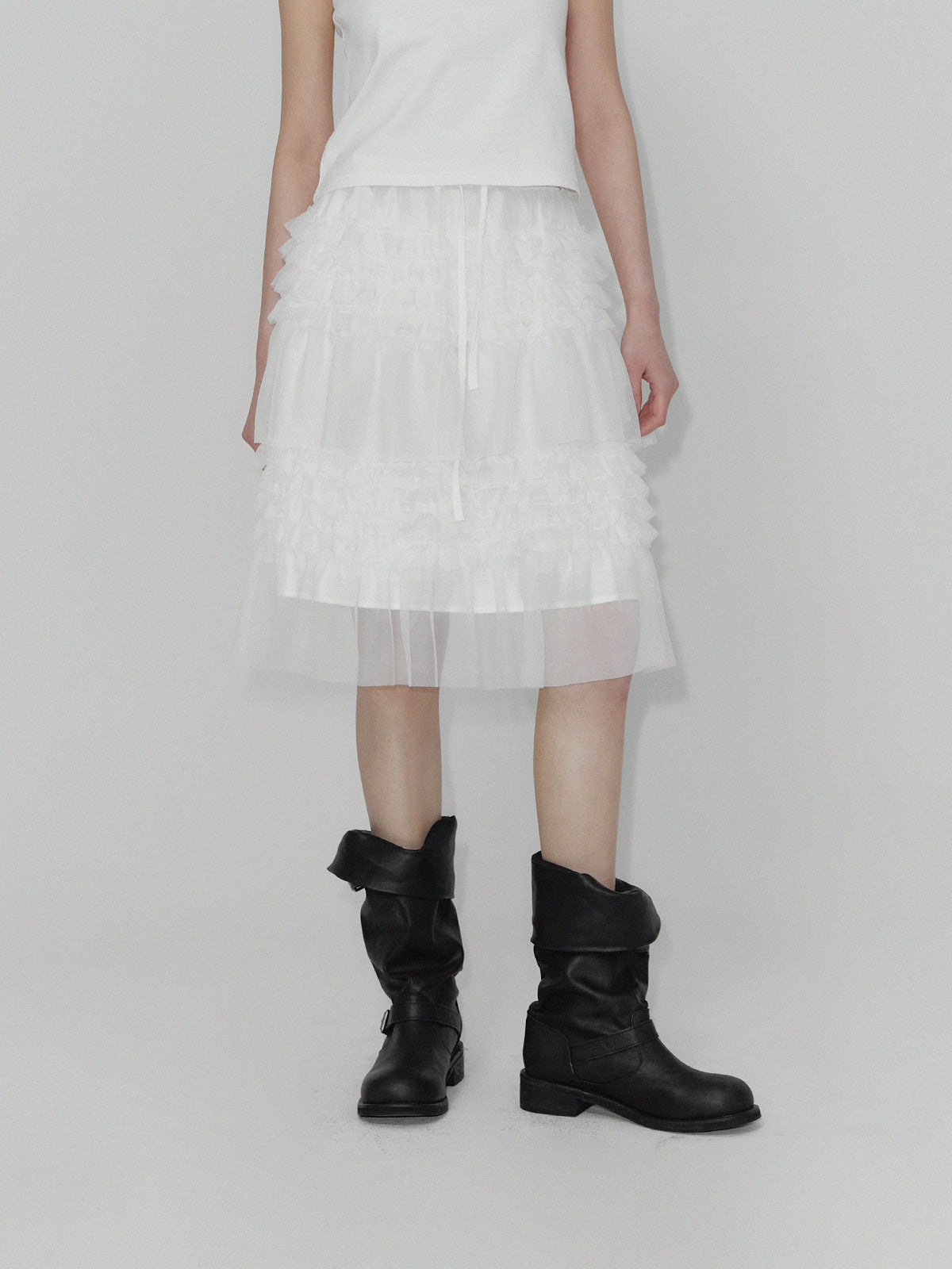 [TWEE] Hachu Gonna Midi a Balze in Chiffon