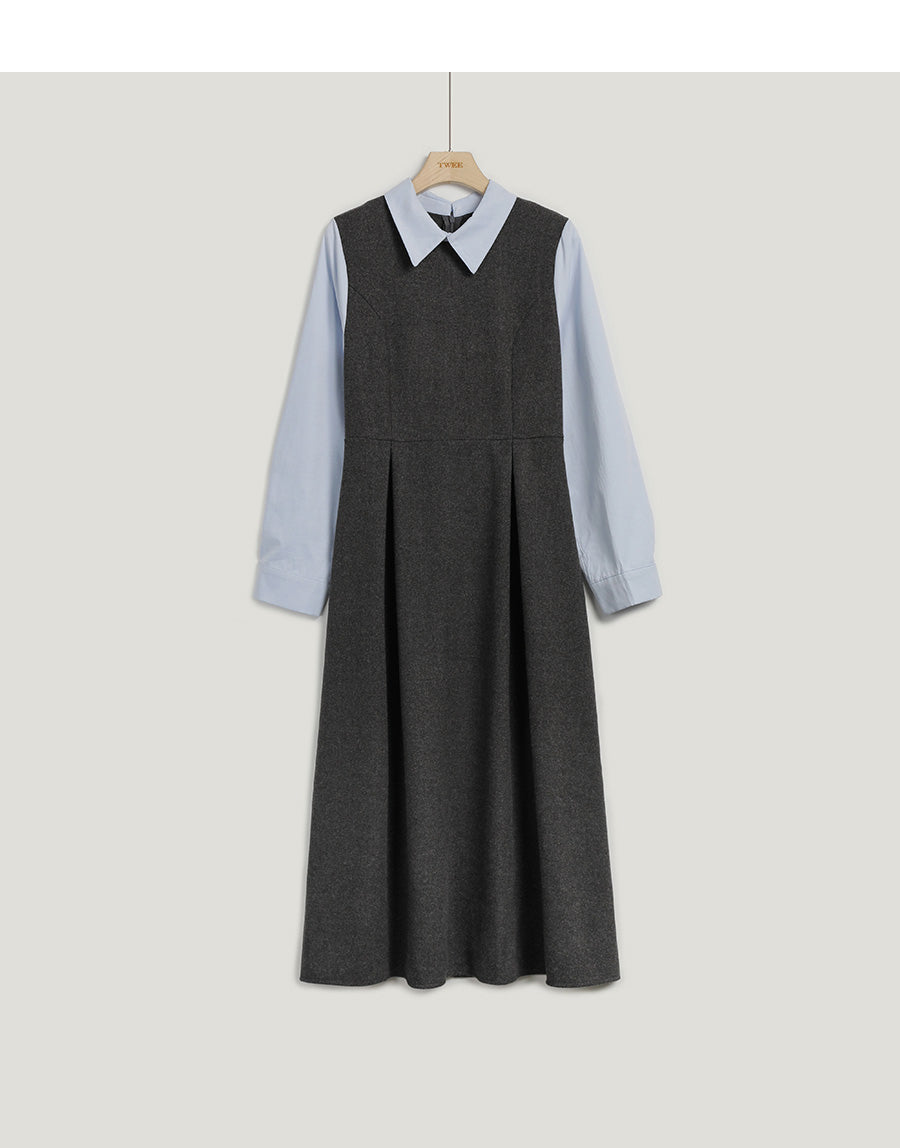 [TWEE] Sevilla Collar Color-block Strap Dress