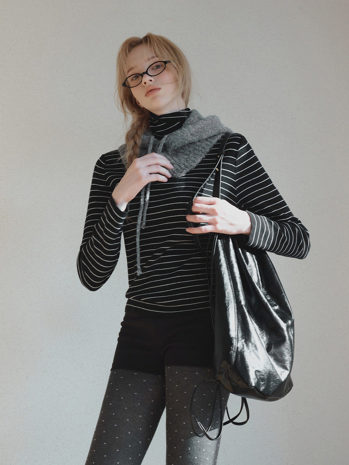 [TWEE] Ople Stripe Rollkragen-Stricktop