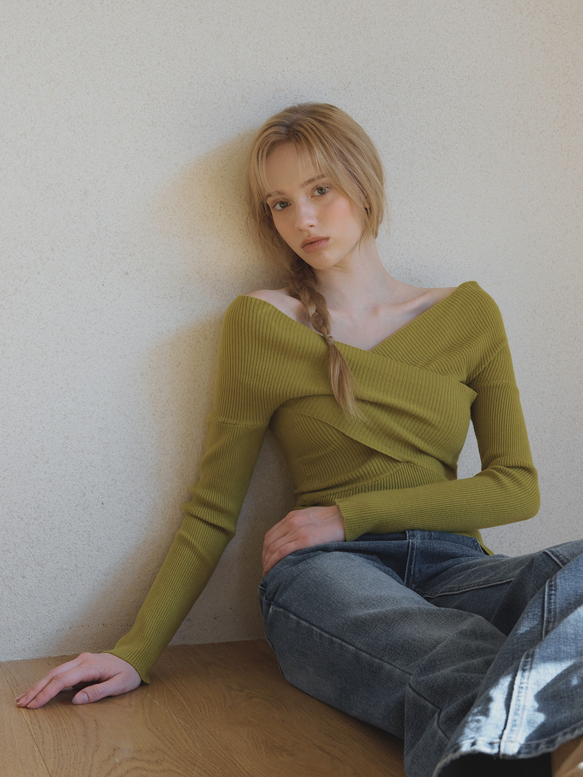 [TWEE]Seti Maglia Incrociata con Spalle Scoperte