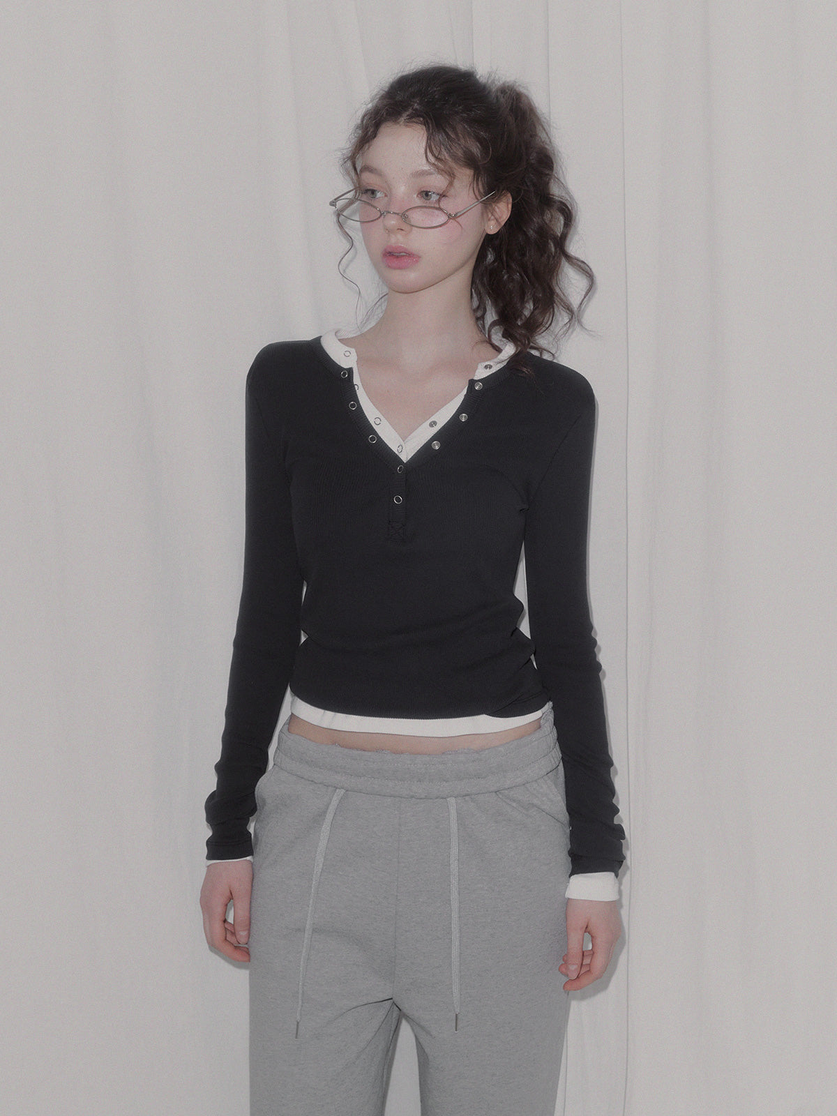 [TWEE] Etem Snap Button Long Sleeve Tee