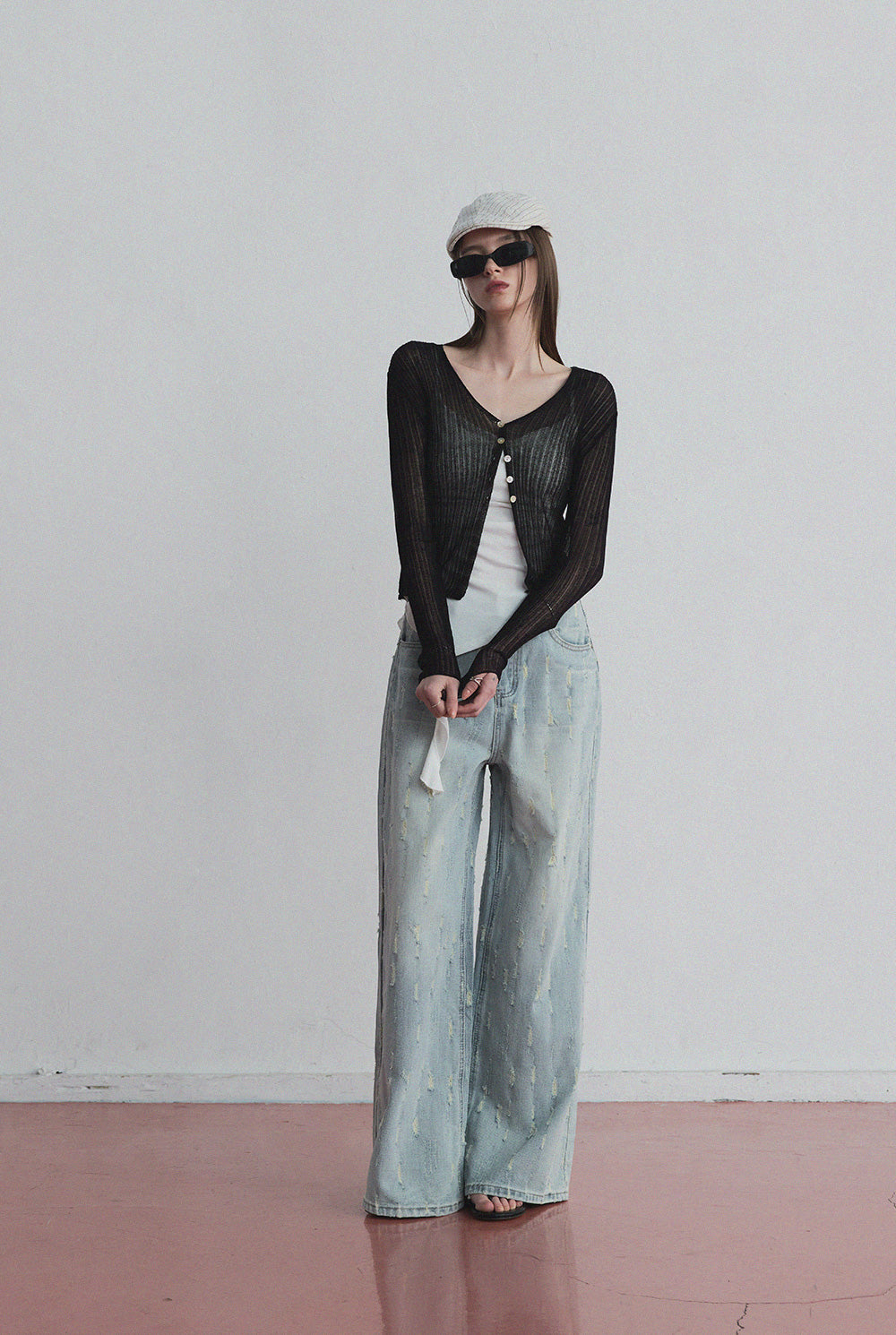 [TWEE] [GROWHIDE] Hyphen crack wide denim