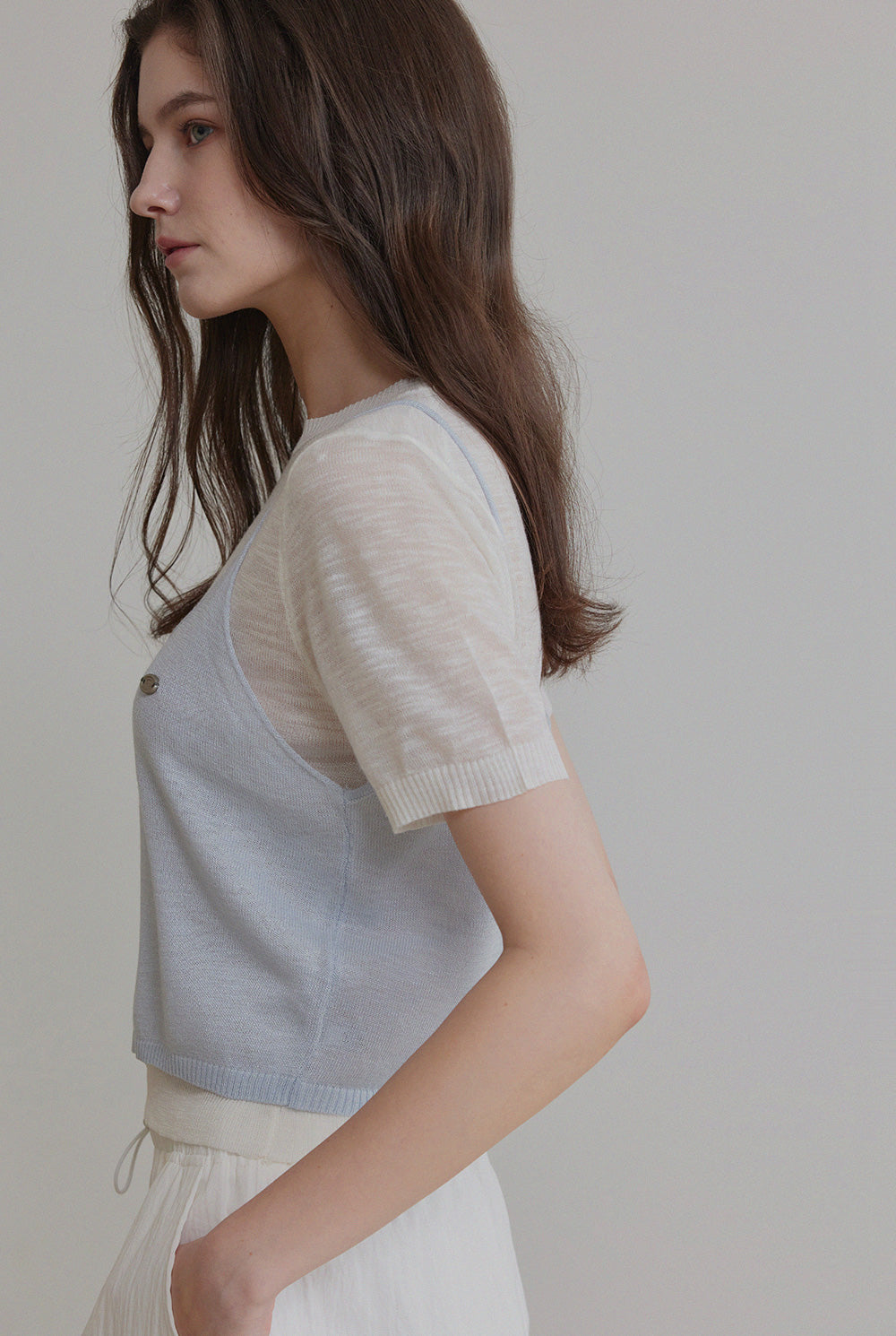 [TWEE] Ensemble sans manches en maille colorblock Nihe