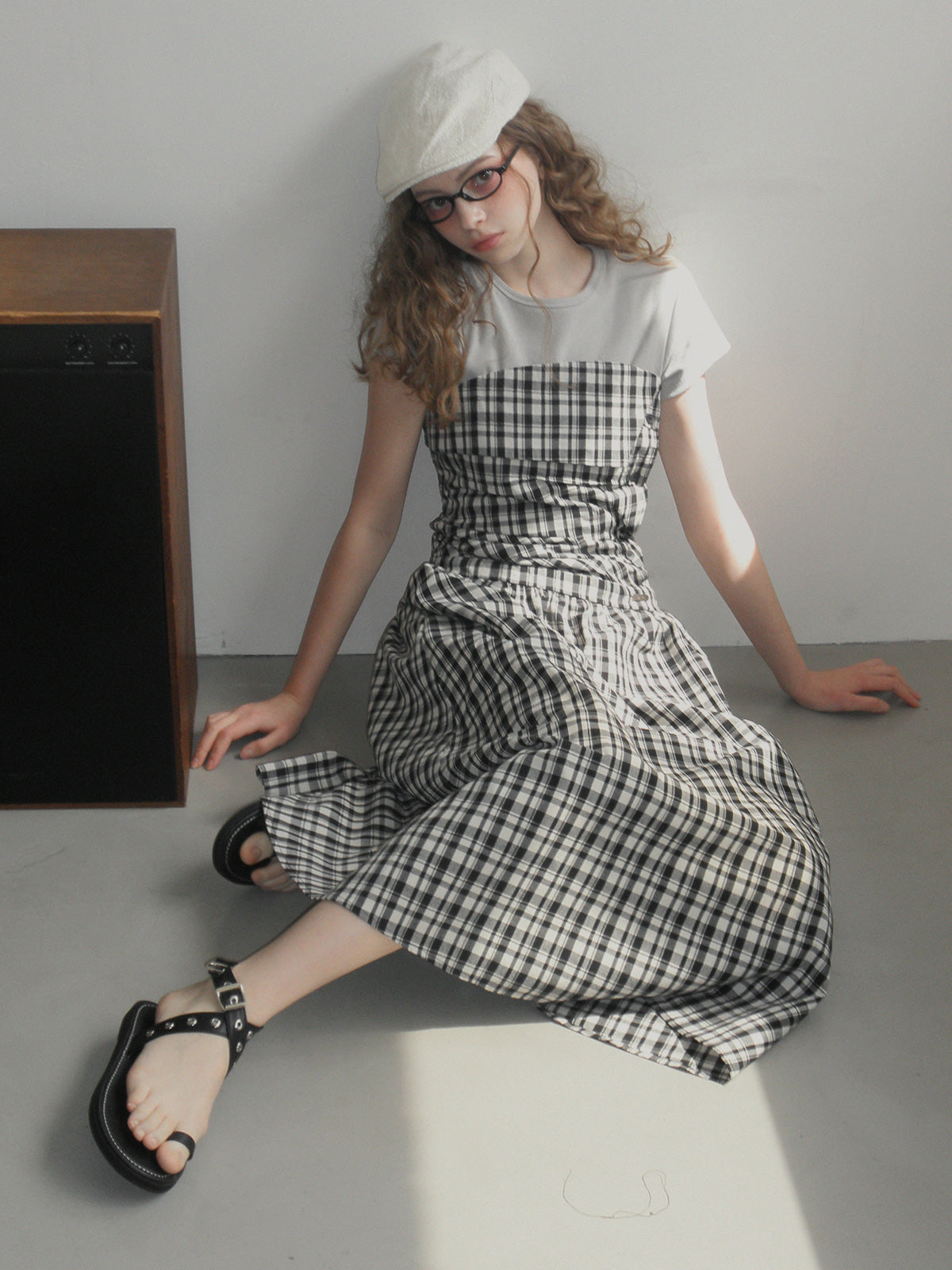[TWEE] Vinci pattern pintuck long dress