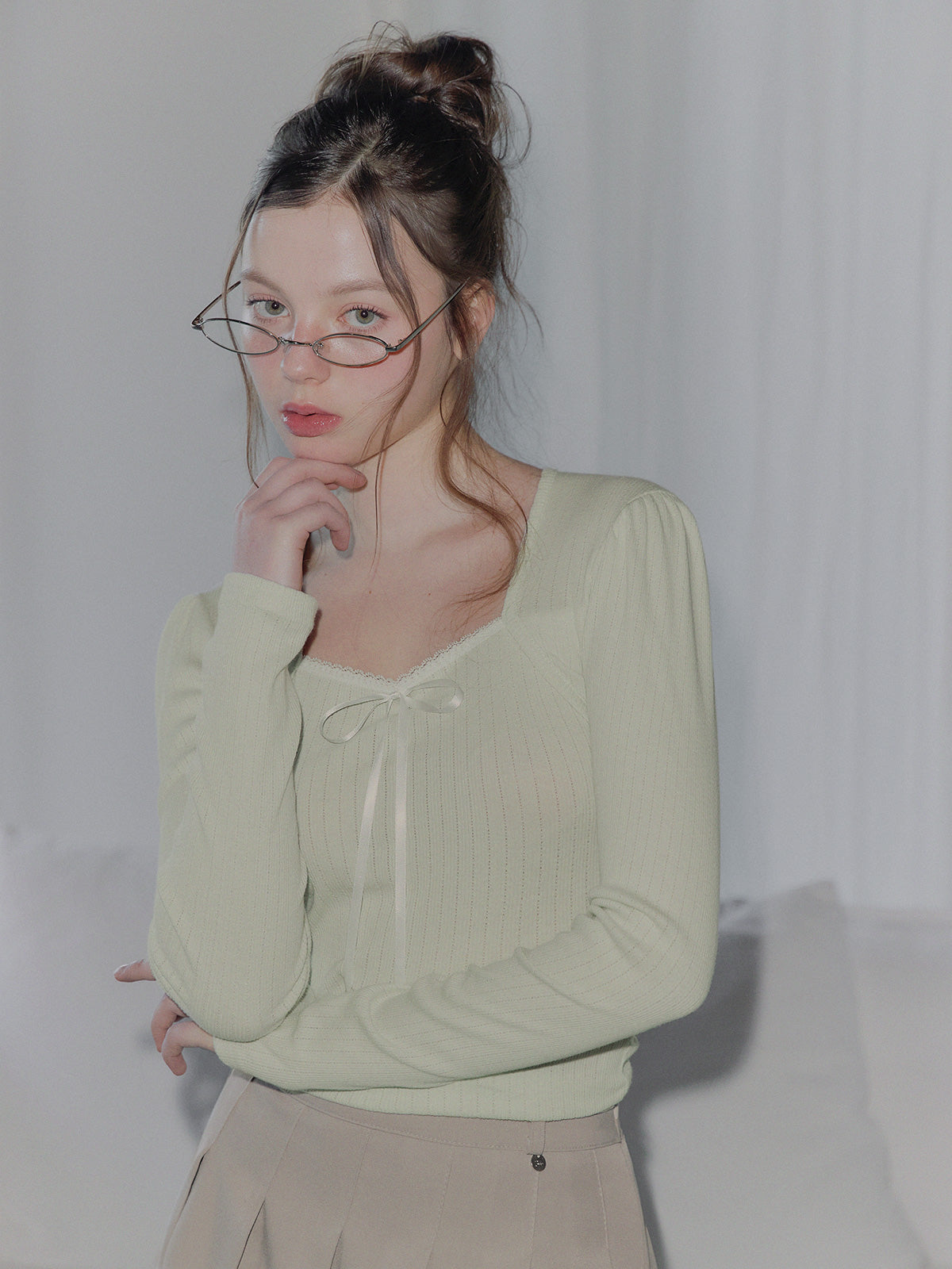 [TWEE] Colson 波蕾若系带蕾丝长袖T恤