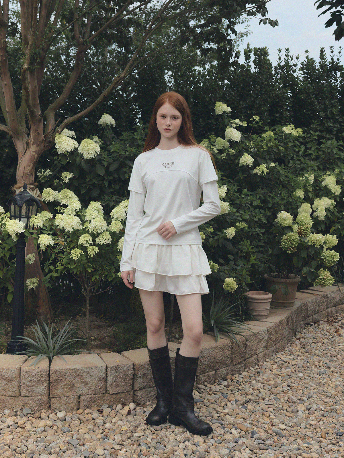 [ TWEE ]  Foil Layered Print Long Sleeve T-Shirt
