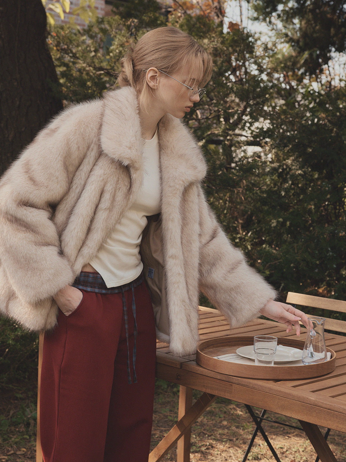 [TWEE] Giacca Polton con Collo Alto in Morbida Pelliccia