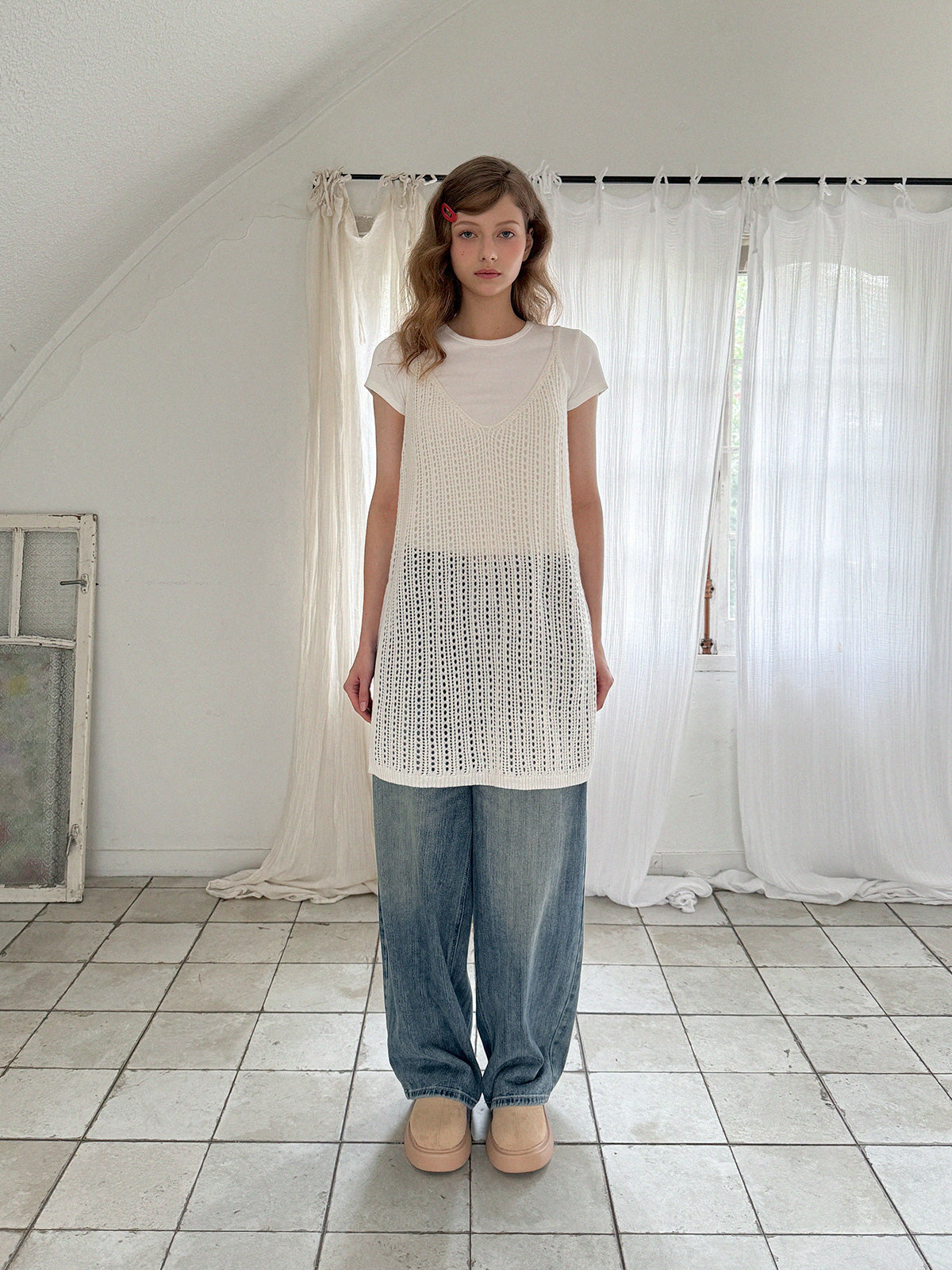 [TWEE] Grew Punching Sleeveless Knit Dress