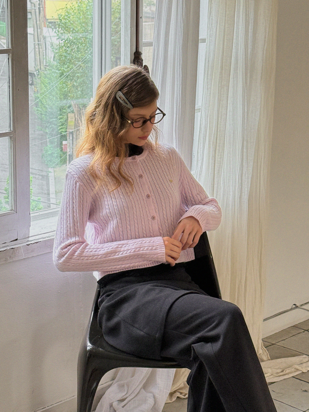 [TWEE] Áo khoác len đan dây ngắn Tiben