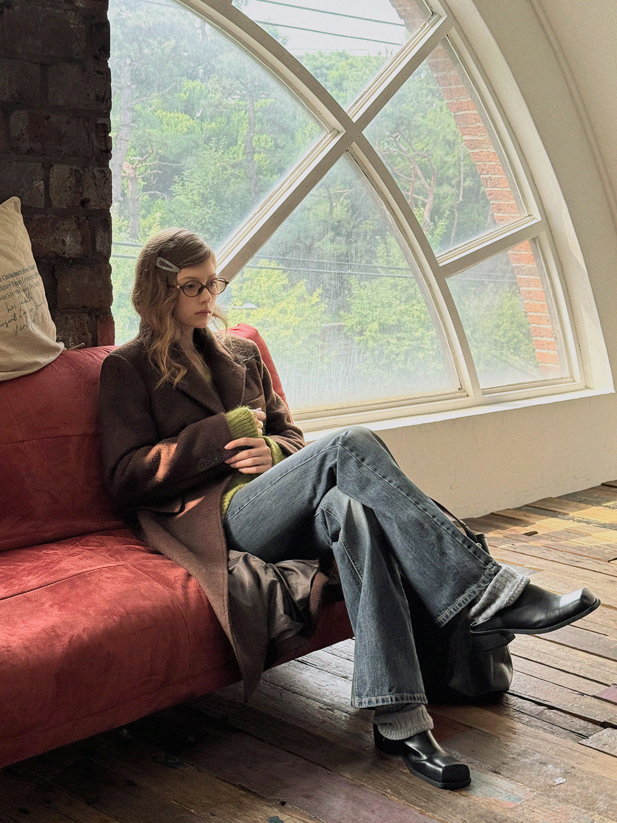 [TWEE]Aimed Washed Bootcut Denim Pants