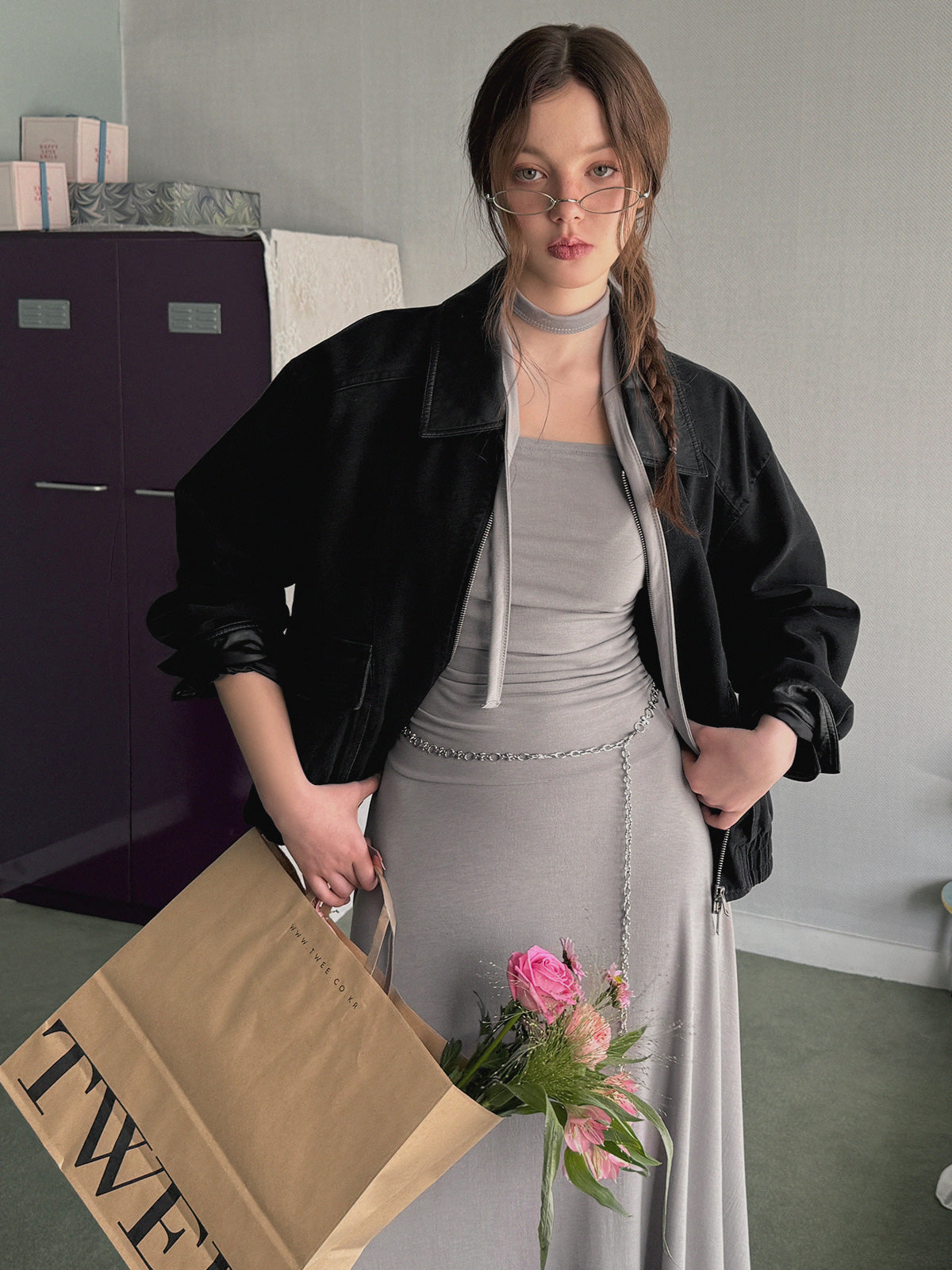 [TWEE] Letin Shirring Top Flare Long Dress (Strap Set)