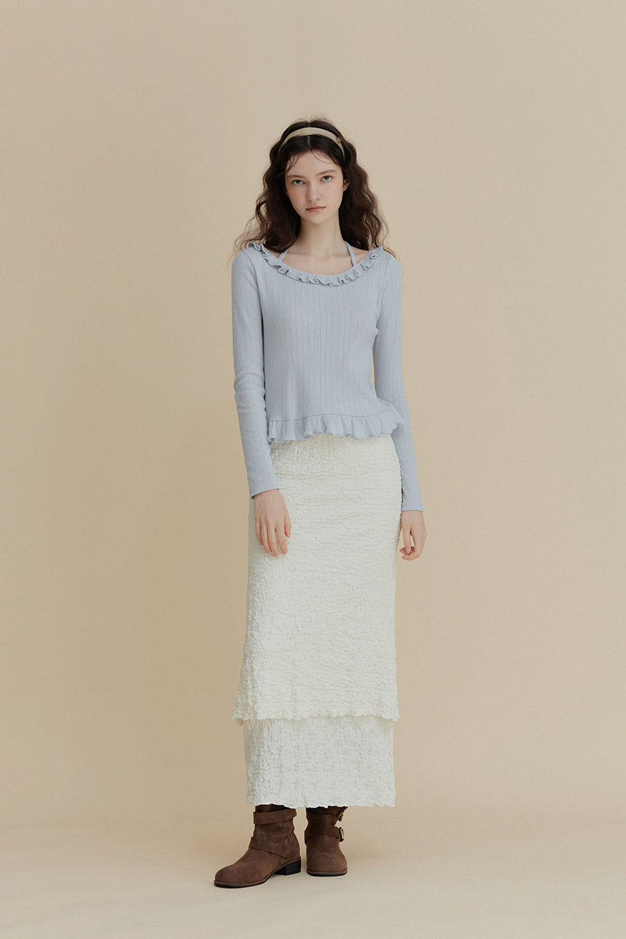 [TWEE] Bulet Halter Ruffle T-Shirt