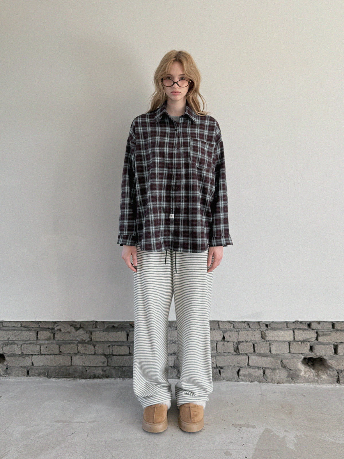 [TWEE] Riet Check Oversized Hemd