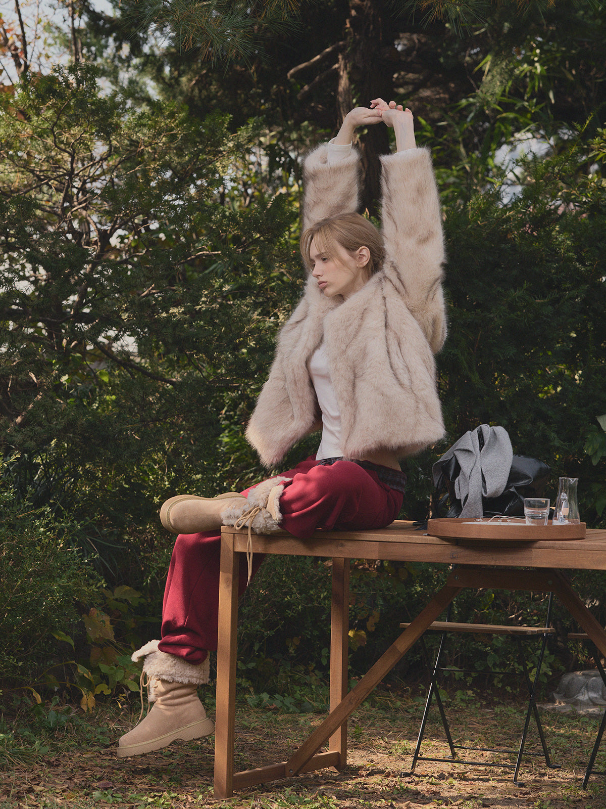 [TWEE] Giacca Polton con Collo Alto in Morbida Pelliccia