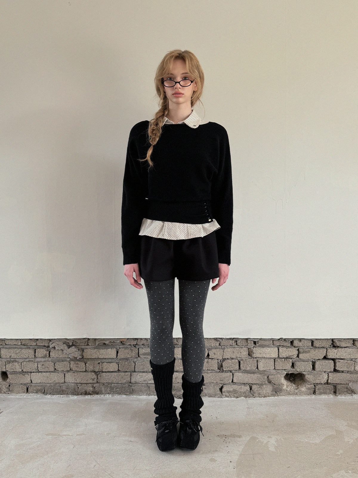 [TWEE] Itco Boatneck Waist Button Knit Top