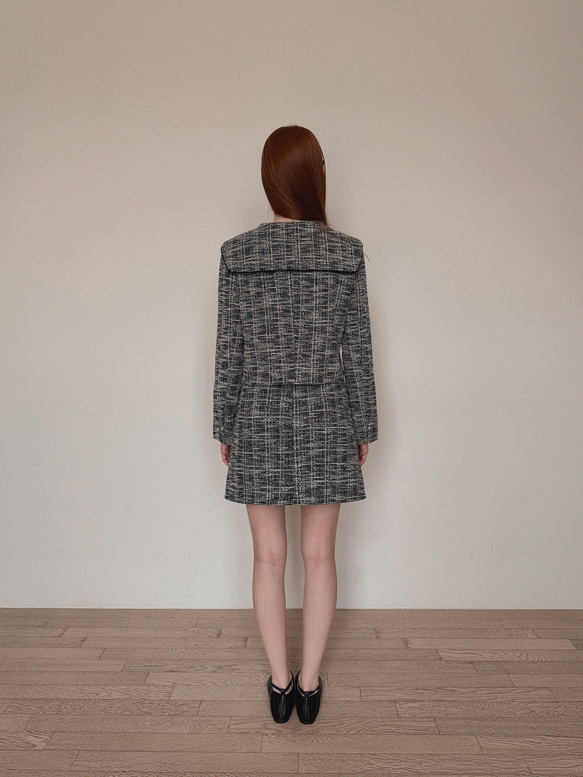 [TWEE] Fadil Sailor Collar Tweed Short Jacket and  Mini Skirt