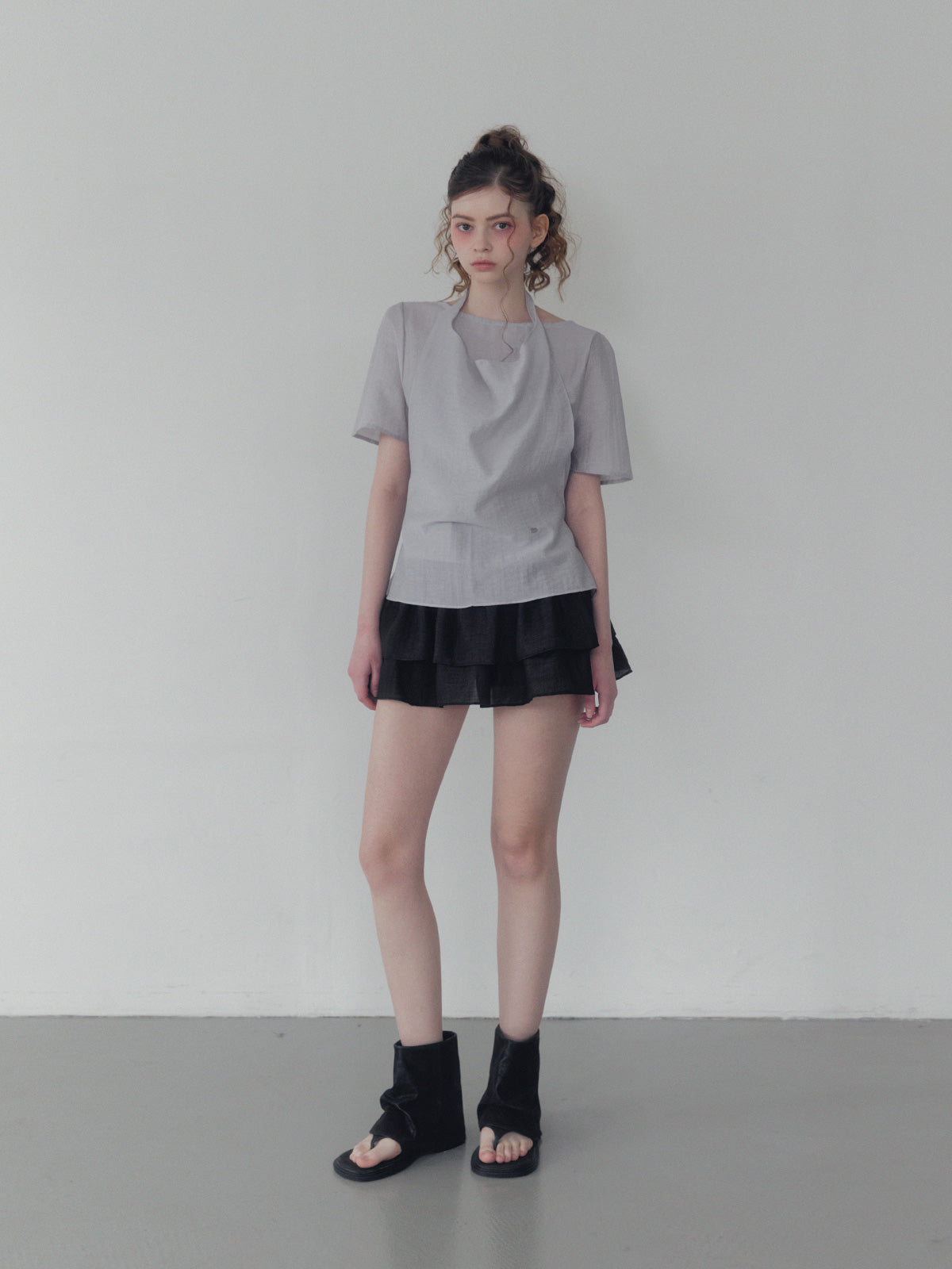 [TWEE] Blit tiered back banding mini skirt