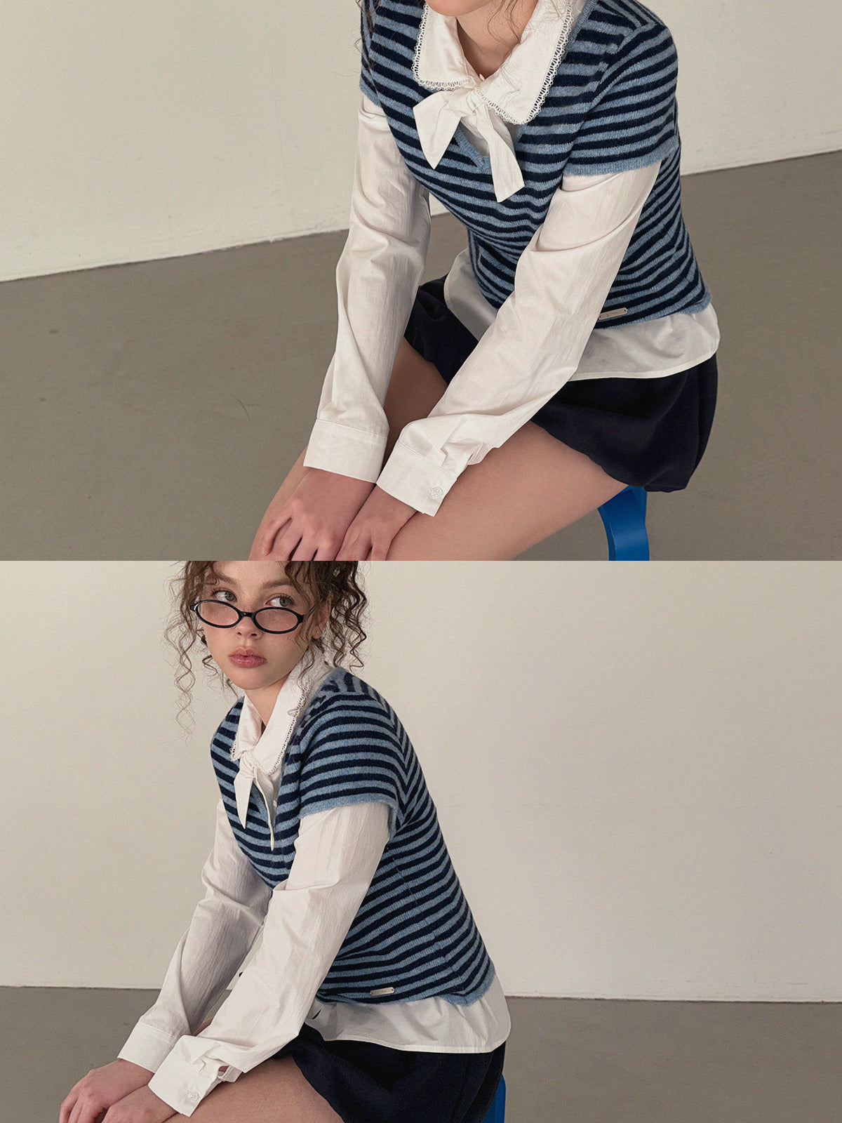 [TWEE] Pico Lace Long-Sleeve Shirt Blouse (Strap Set)